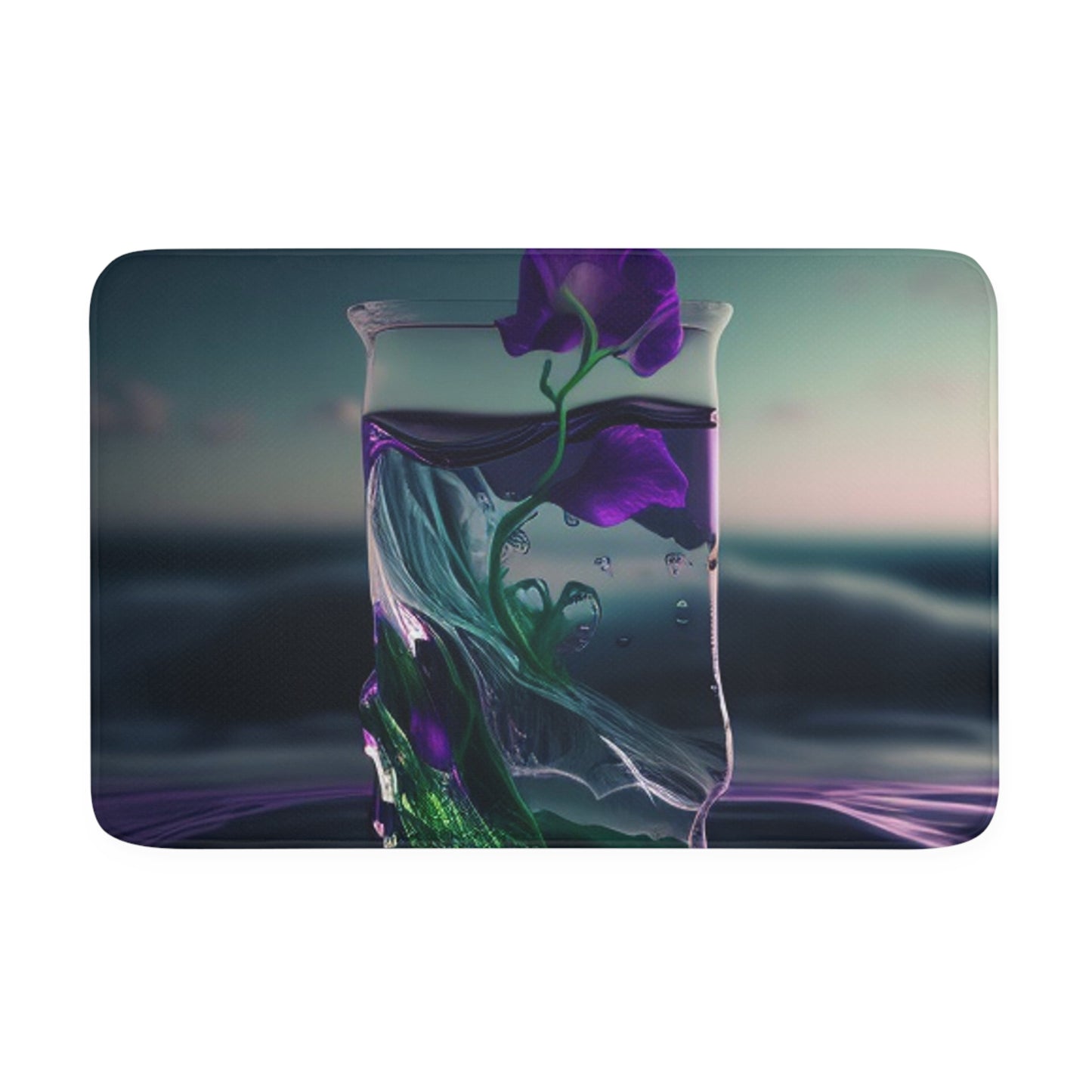 Memory Foam Bath Mat Purple Sweet pea in a vase 3
