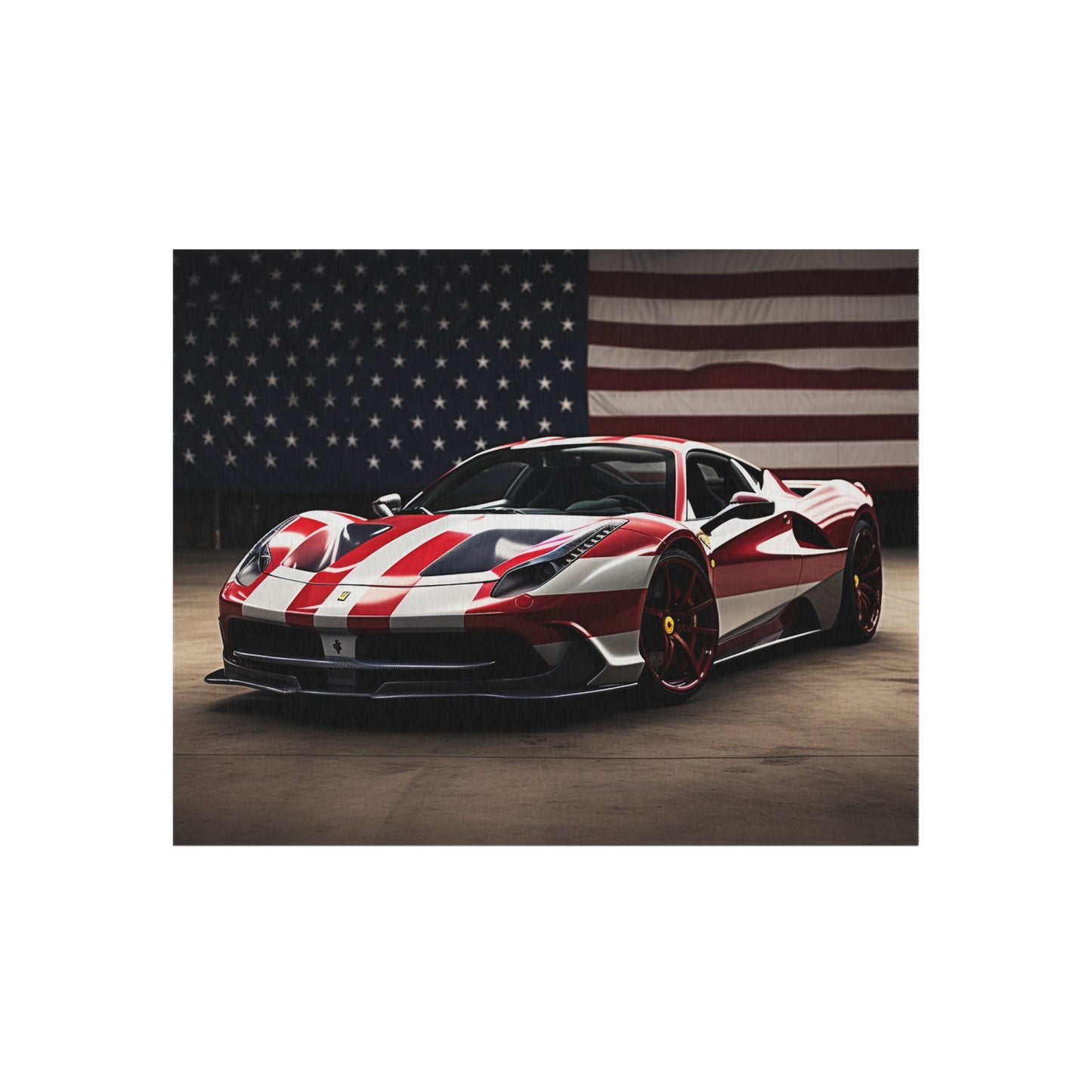 Outdoor Rug  American Flag Background Ferrari 2