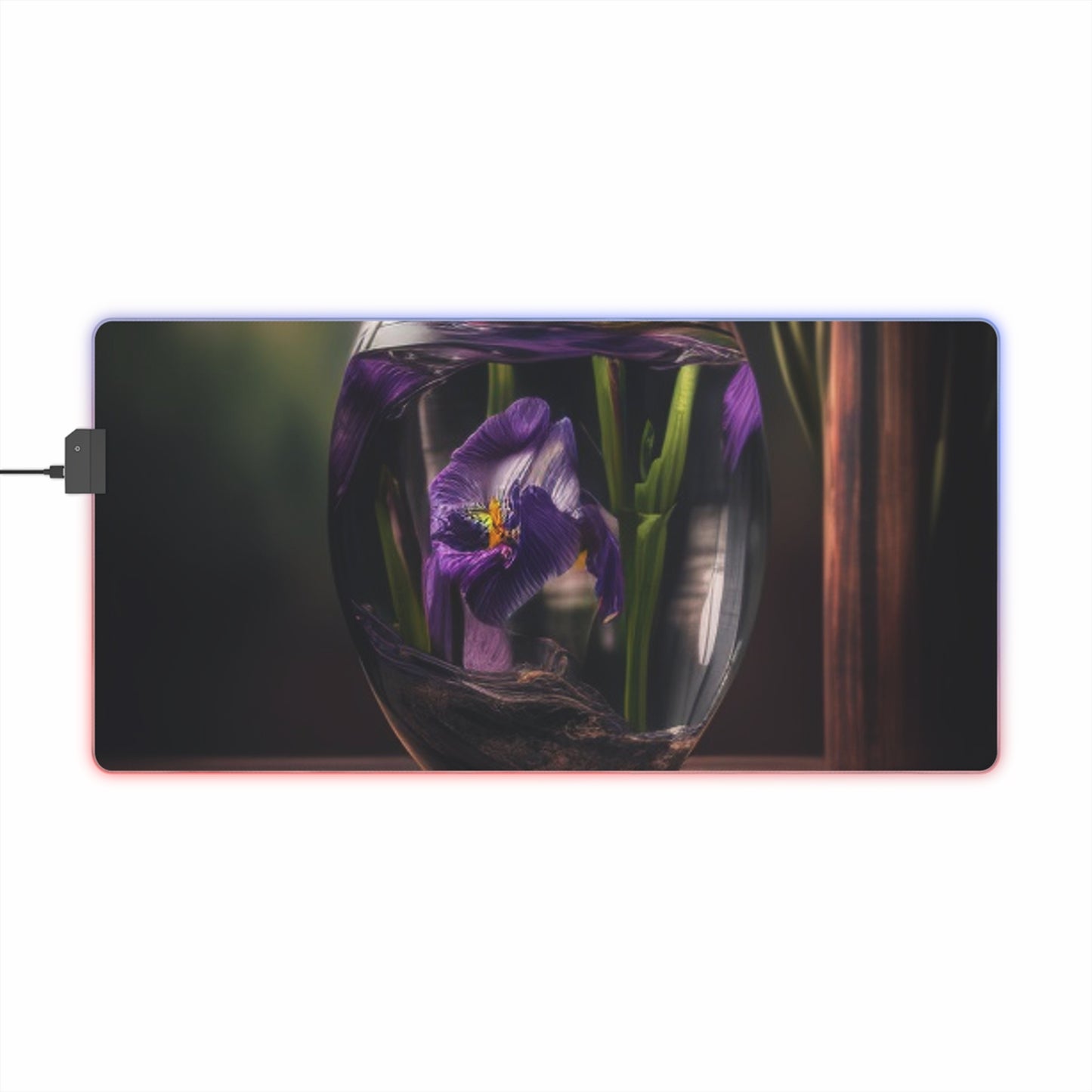 LED Gaming Mouse Pad Purple Iris in a vase 4