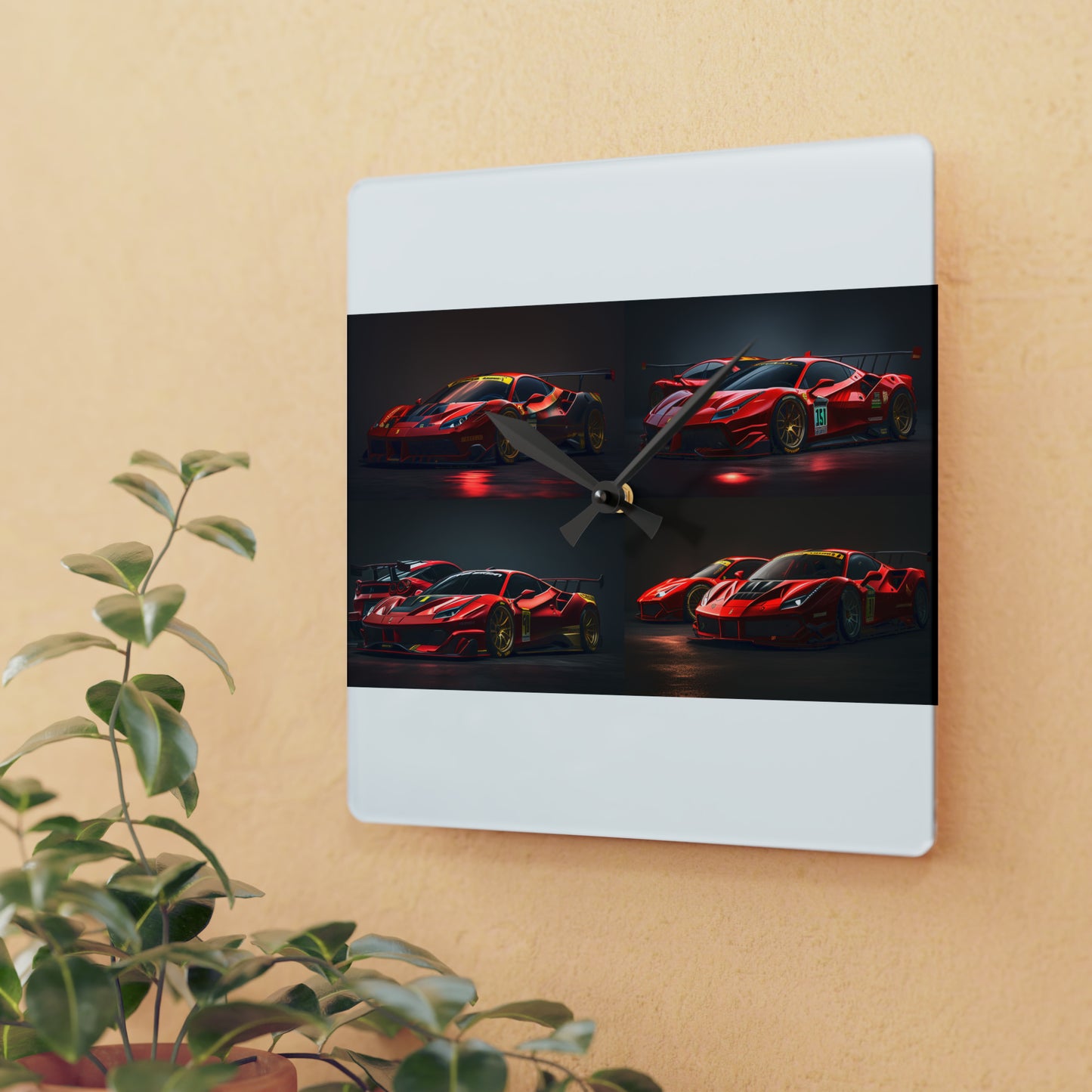 Acrylic Wall Clock Ferrari Red 5