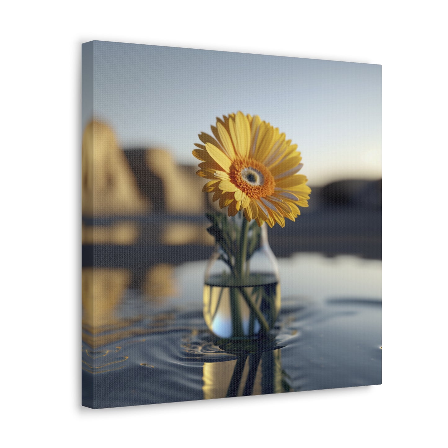 Canvas Gallery Wraps yello Gerbera glass 4