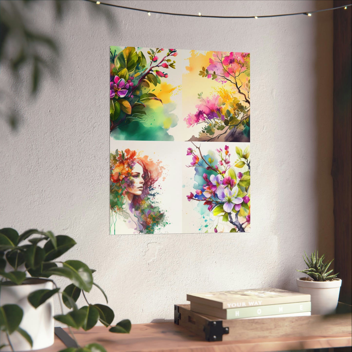 Premium Matte Vertical Posters Mother Nature Bright Spring Colors Realistic Watercolor 5