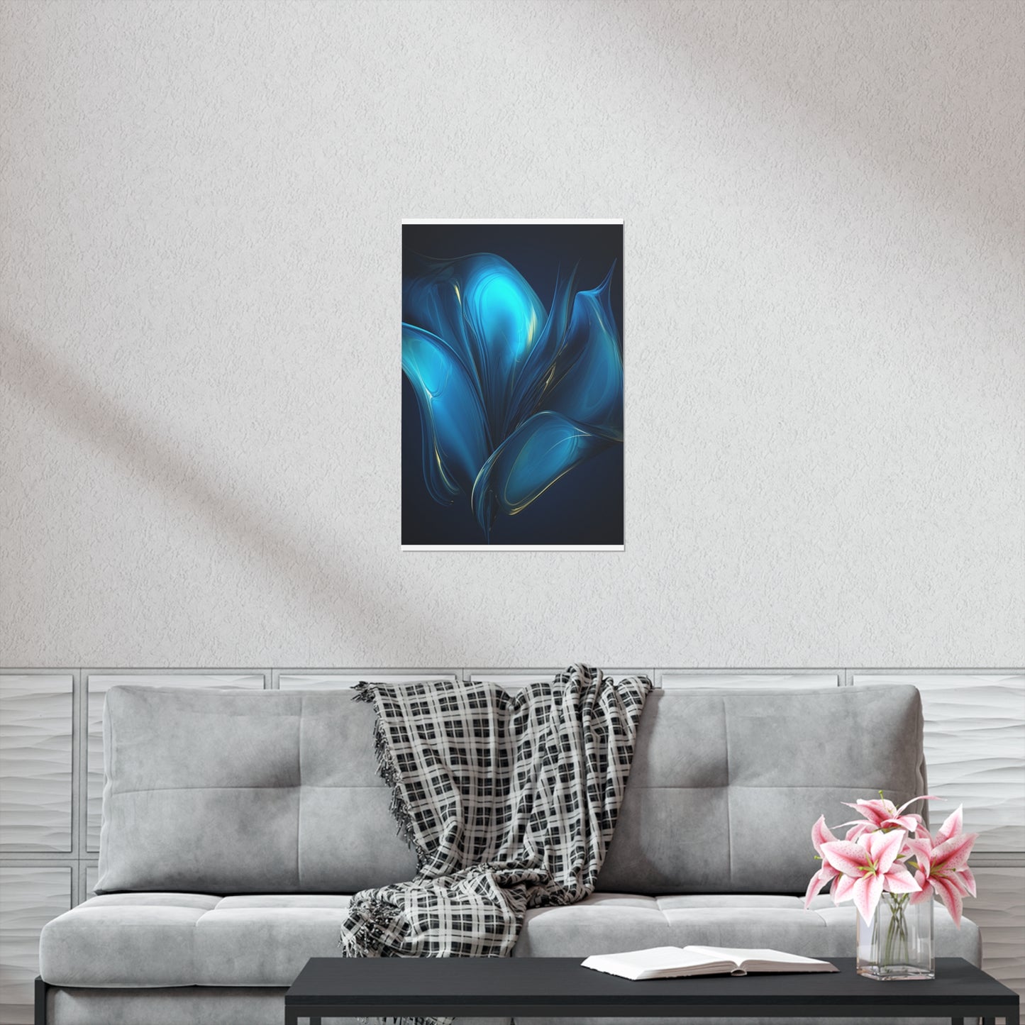 Premium Matte Vertical Posters Abstract Blue Tulip 2