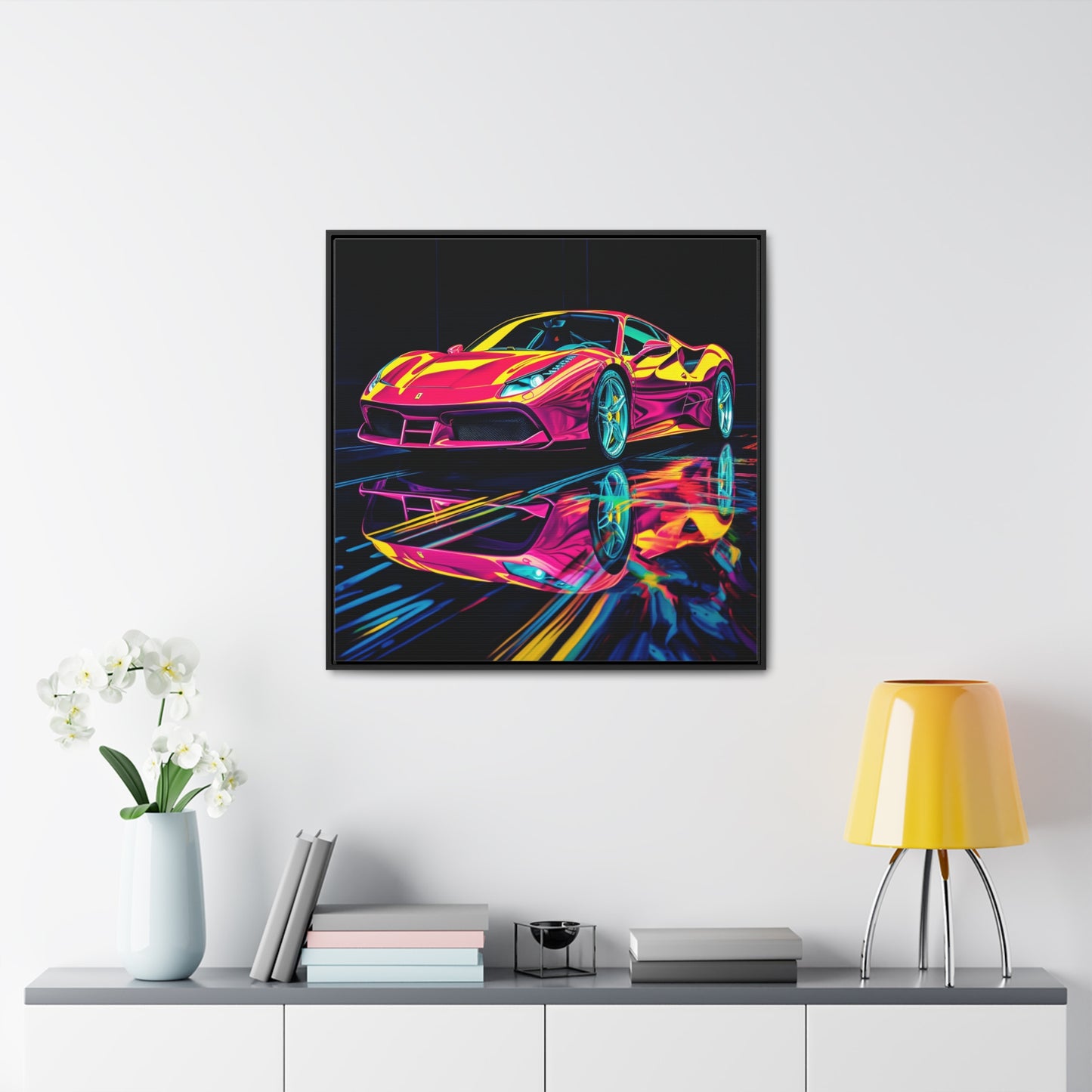 Gallery Canvas Wraps, Square Frame Pink Ferrari Macro 1