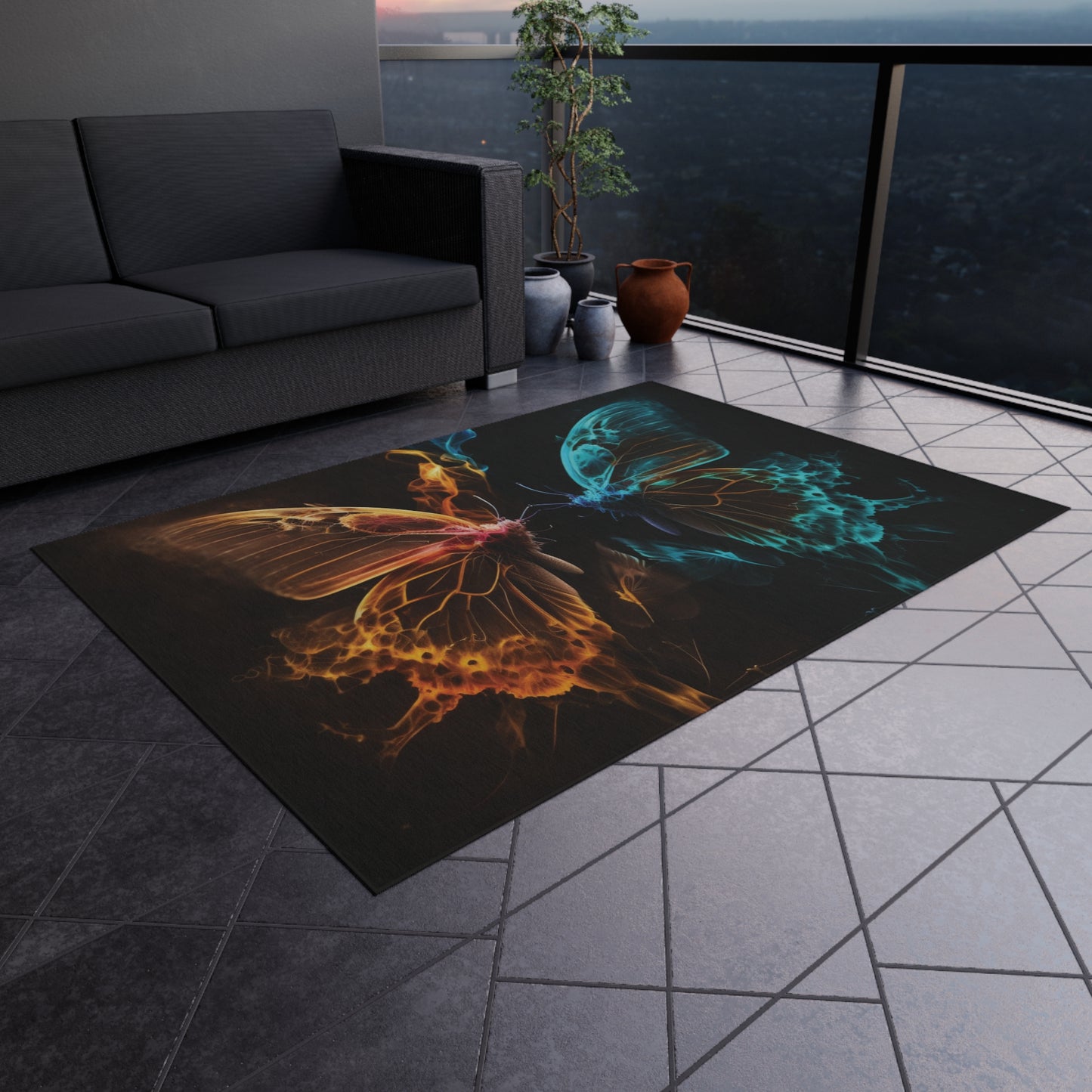 Outdoor Rug  Kiss Neon Butterfly 10