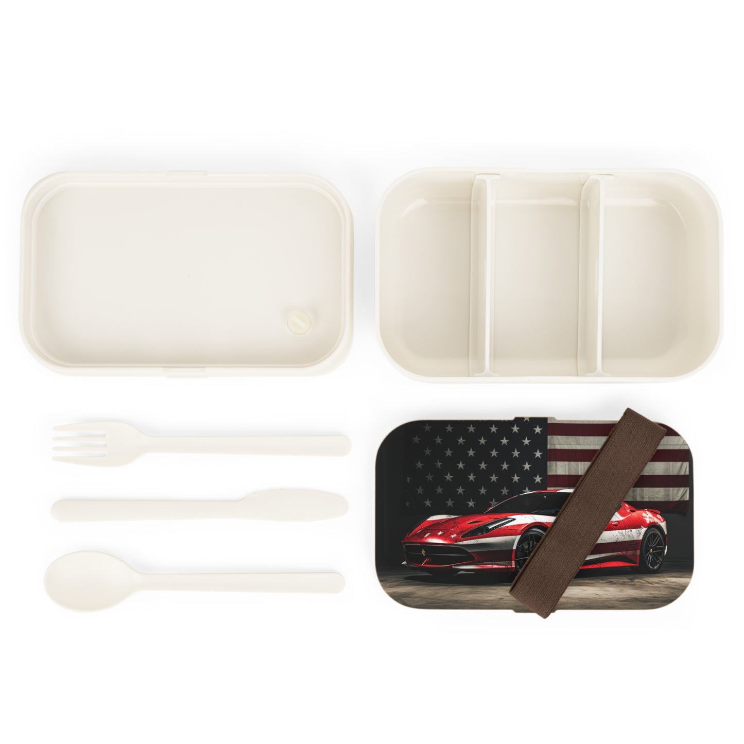 Bento Lunch Box American Flag Background Ferrari 1