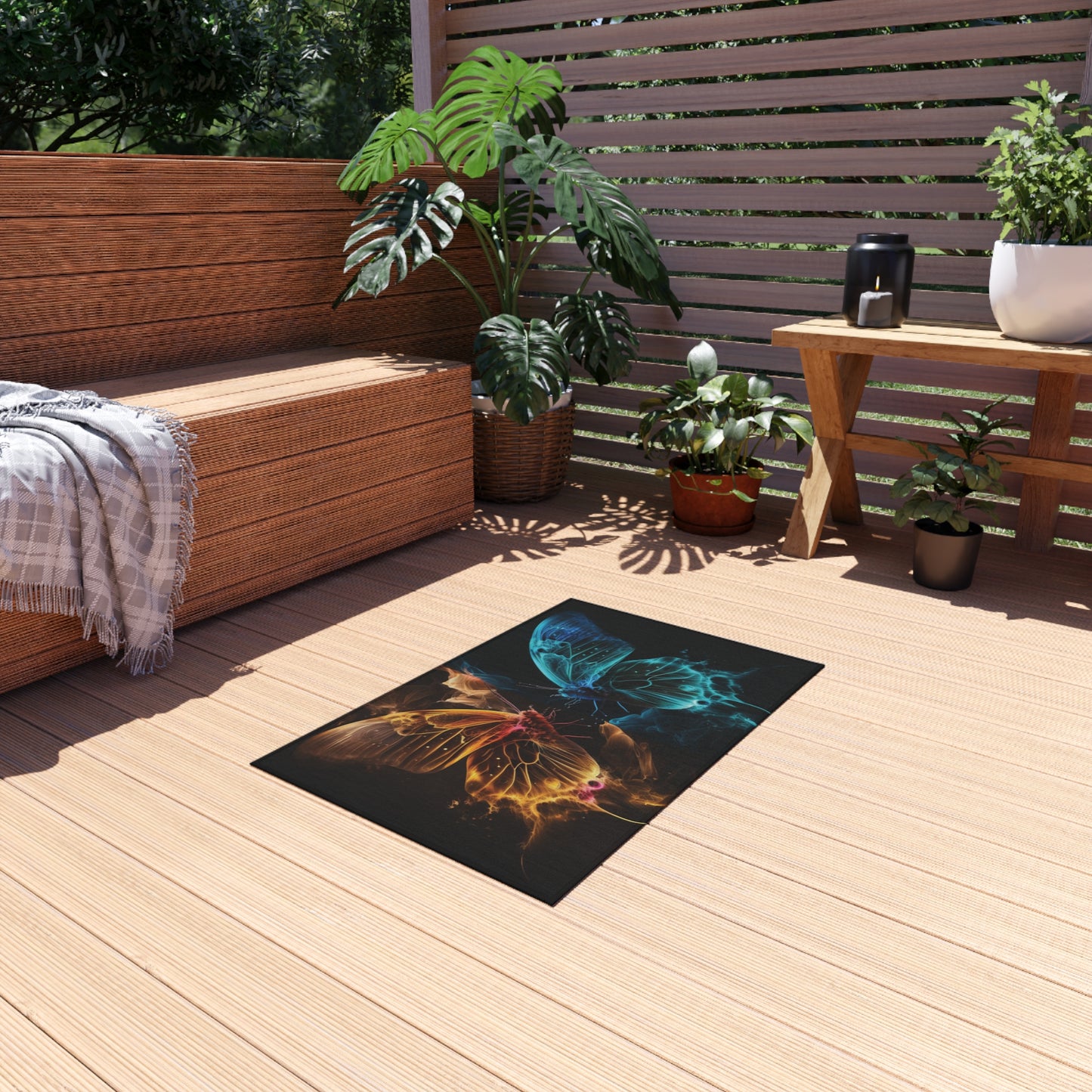 Outdoor Rug  Kiss Neon Butterfly 9