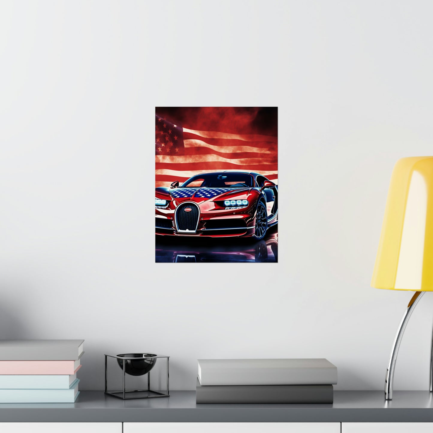 Premium Matte Vertical Posters Abstract American Flag Background Bugatti 3