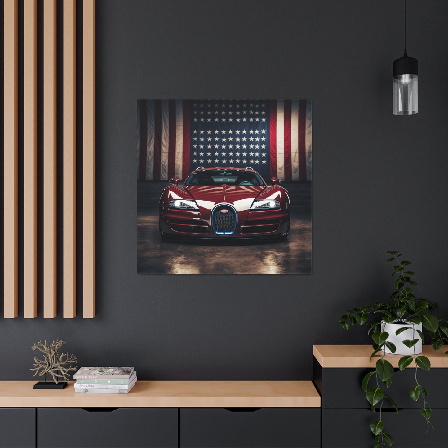 Canvas Gallery Wraps American Flag Background Bugatti 1