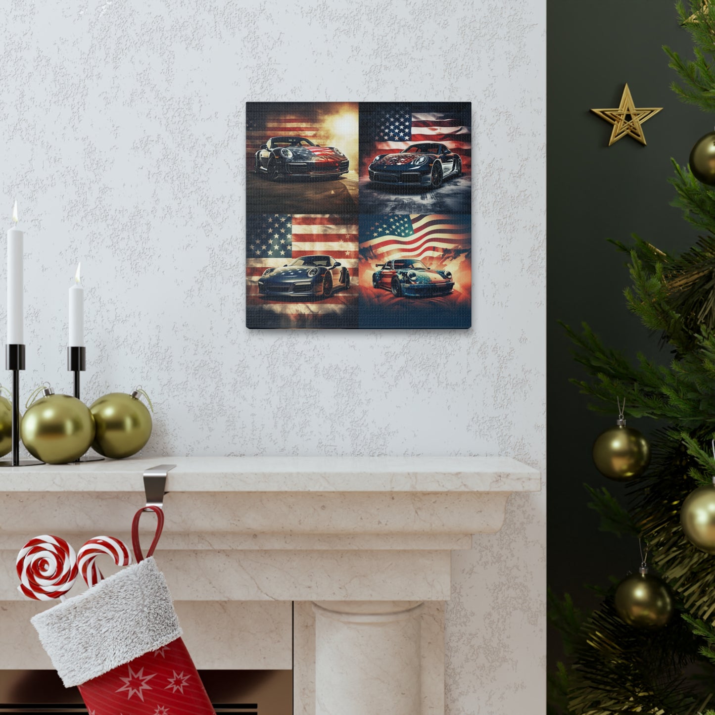 Canvas Gallery Wraps Abstract American Flag Background Porsche 5