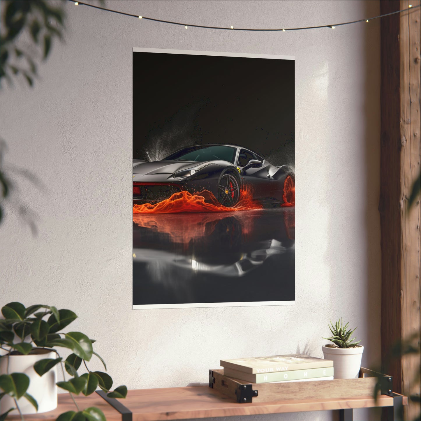 Premium Matte Vertical Posters Ferrari Water Splash 3