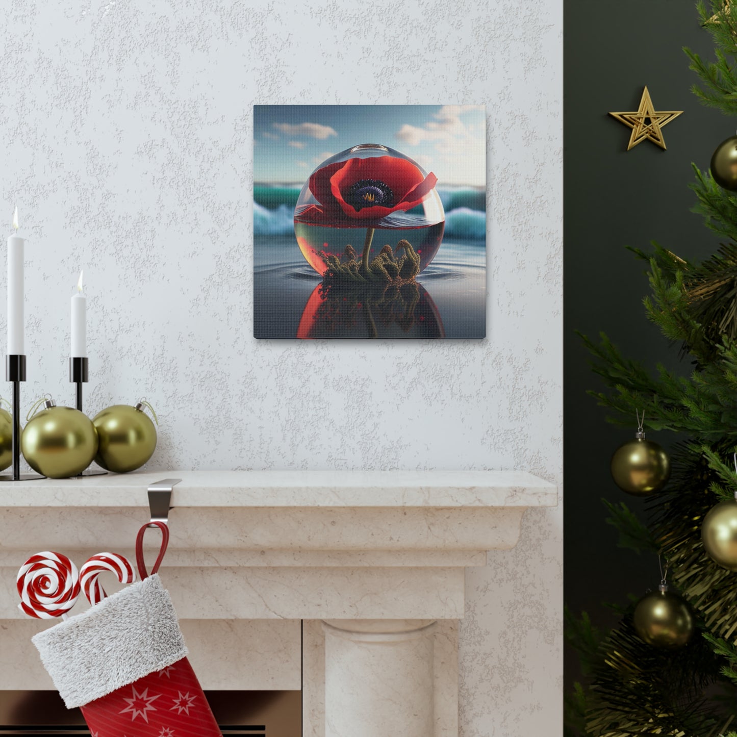 Canvas Gallery Wraps Red Anemone in a Vase 4