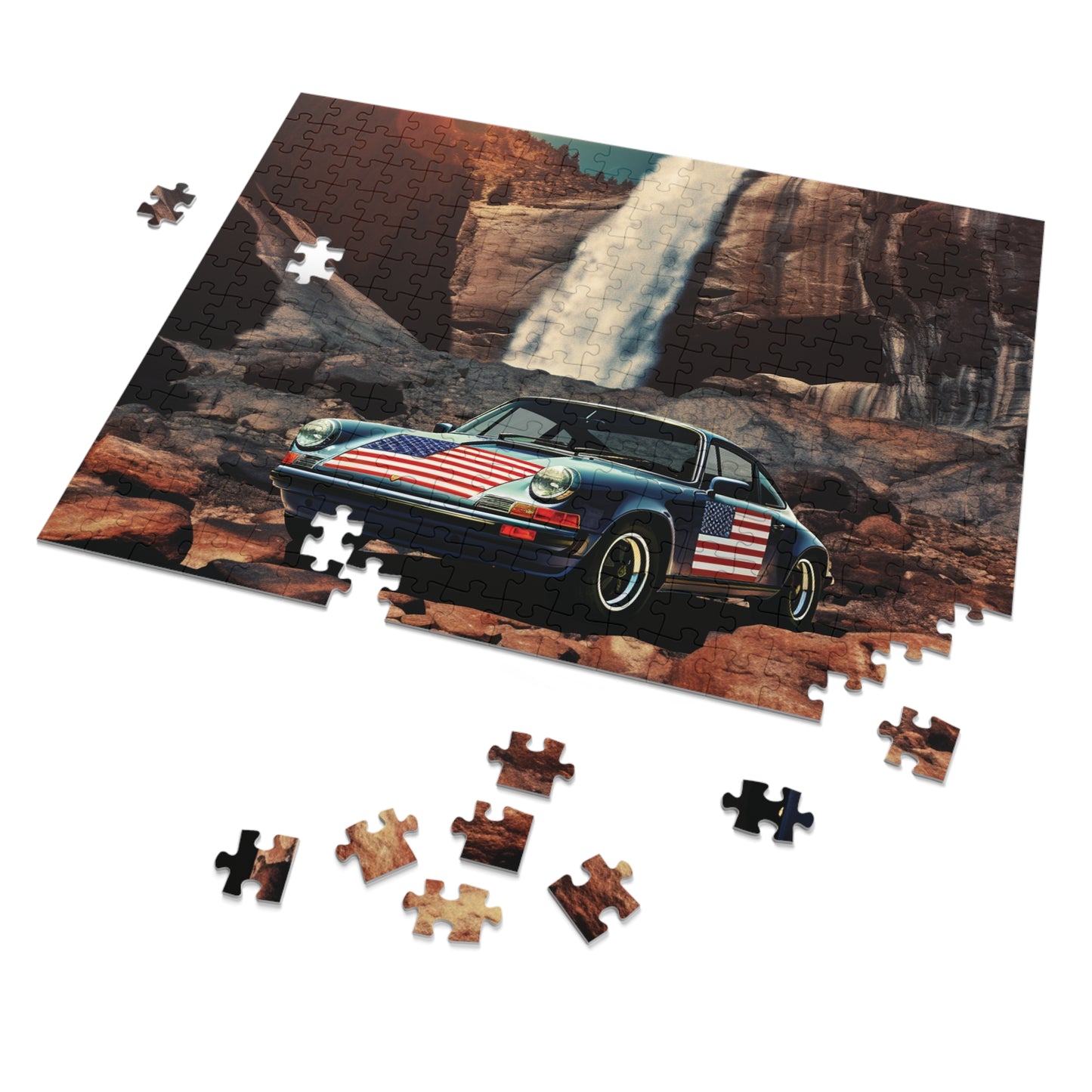 Jigsaw Puzzle (30, 110, 252, 500,1000-Piece) American Flag Porsche Abstract 2