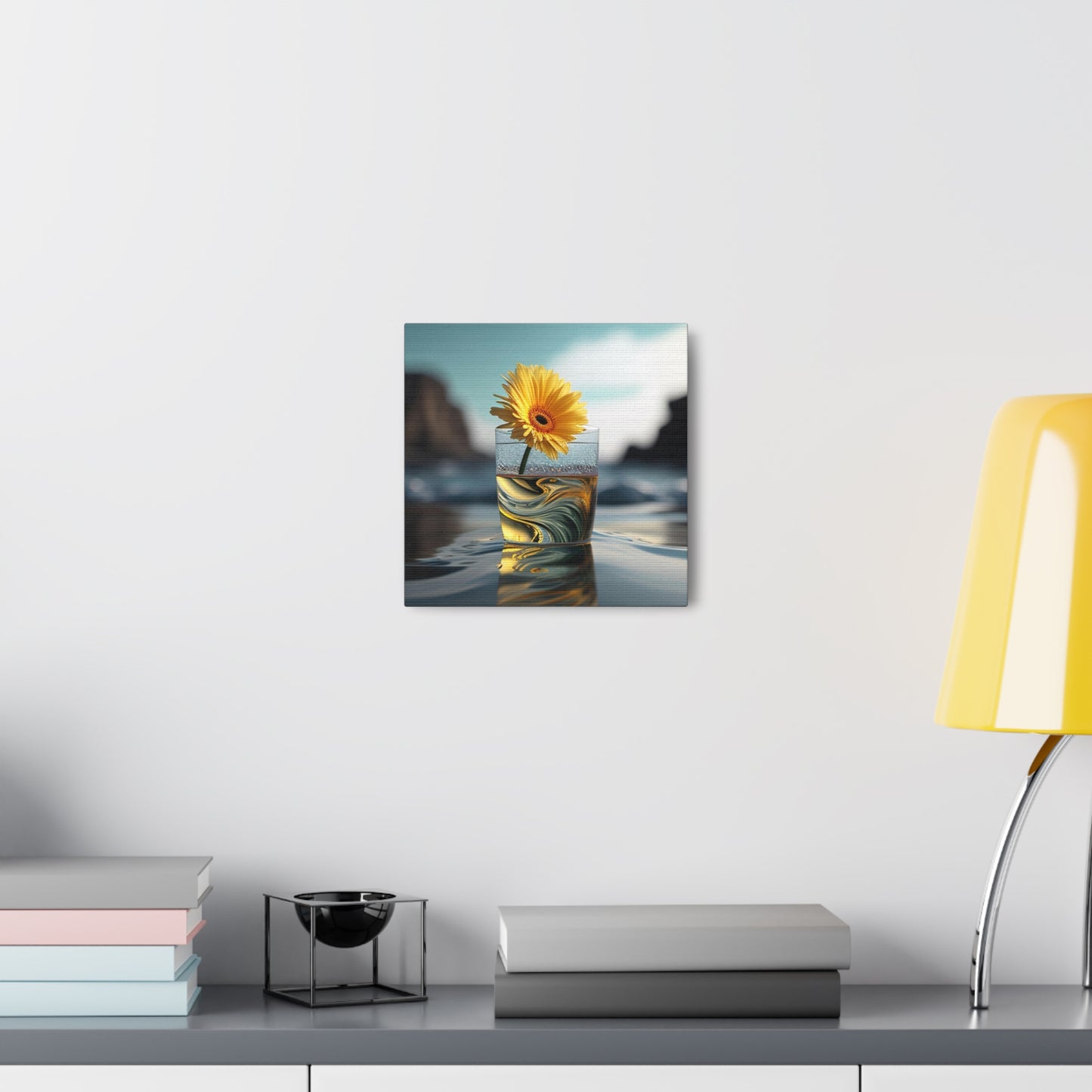 Canvas Gallery Wraps yello Gerbera glass 2