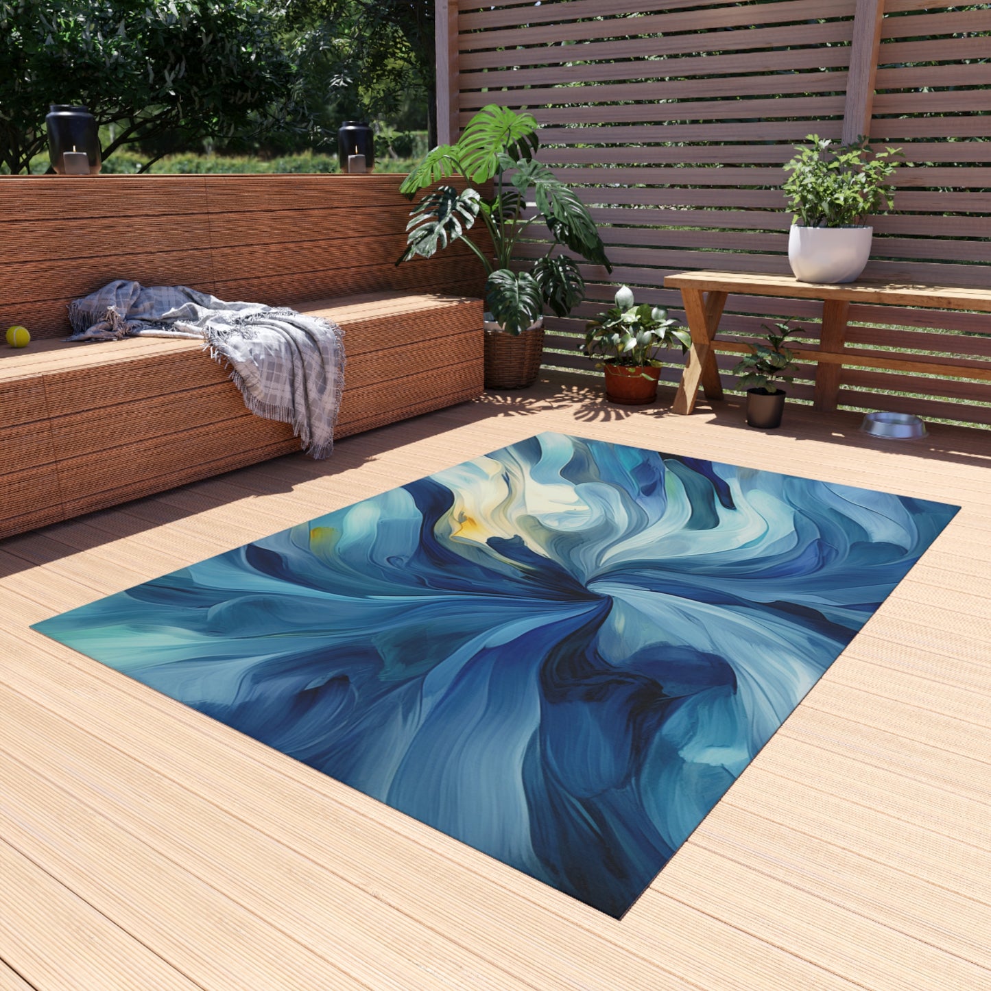 Outdoor Rug  Blue Tluip Abstract 4