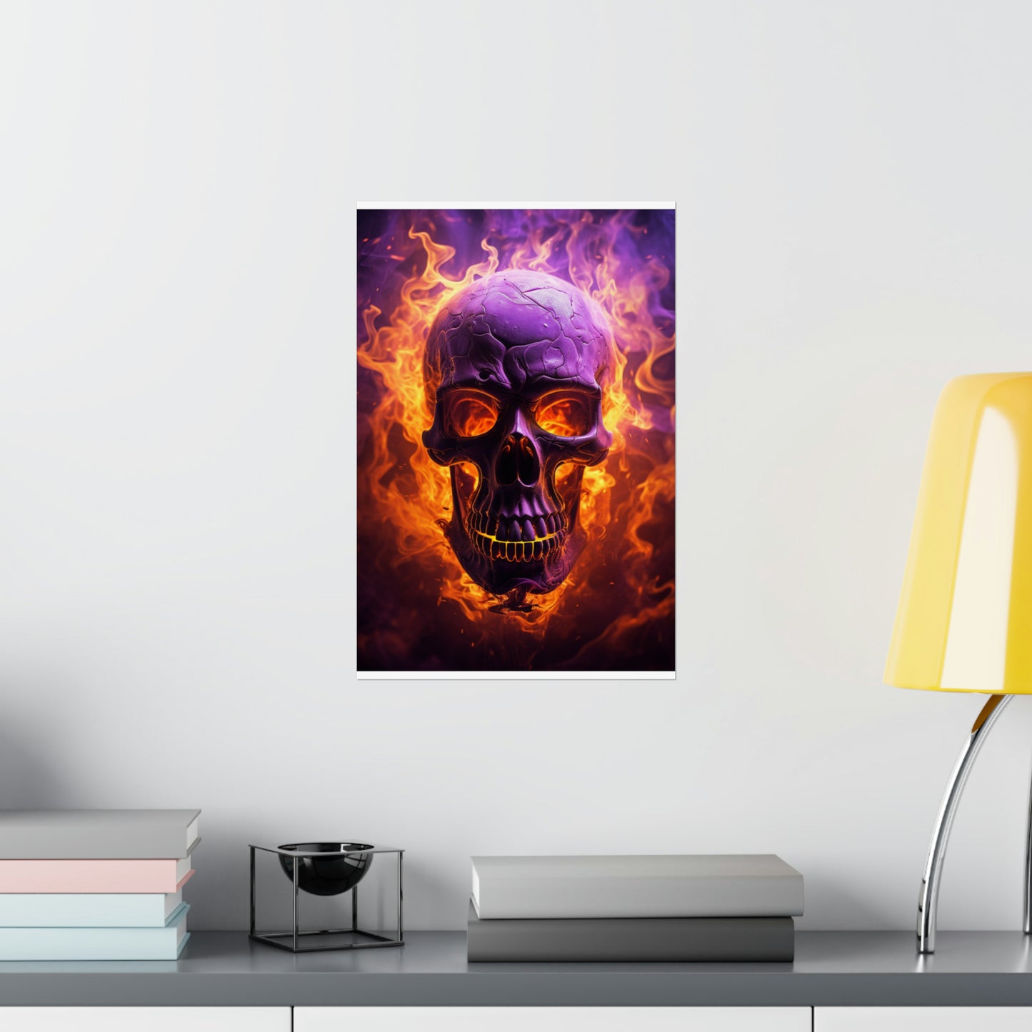 Premium Matte Vertical Posters Skull Flames 3