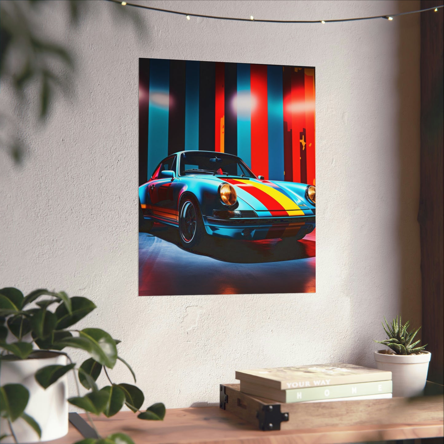 Premium Matte Vertical Posters Macro American Flag Porsche 3