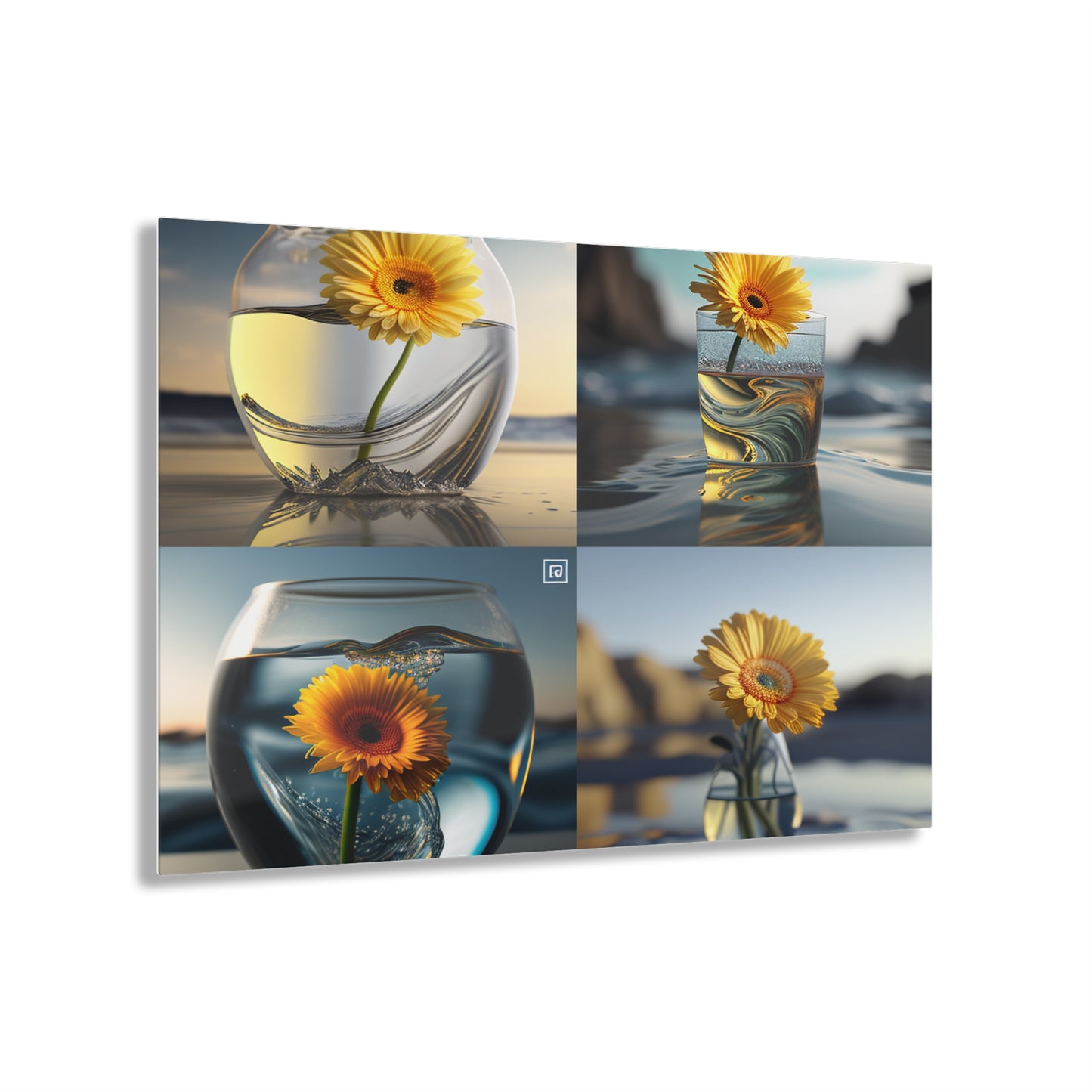 Acrylic Prints yello Gerbera glass 5