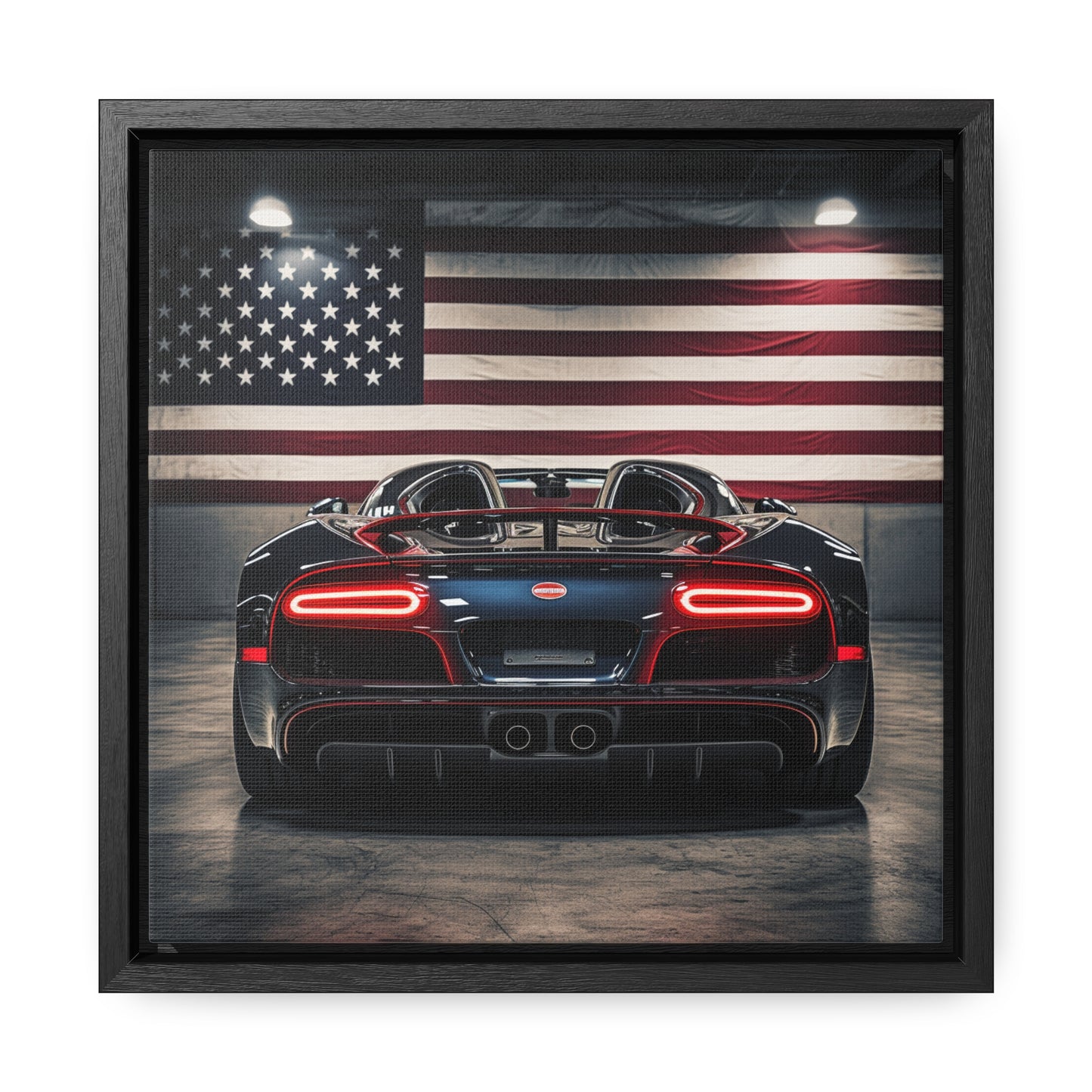 Gallery Canvas Wraps, Square Frame American Flag Background Bugatti 4
