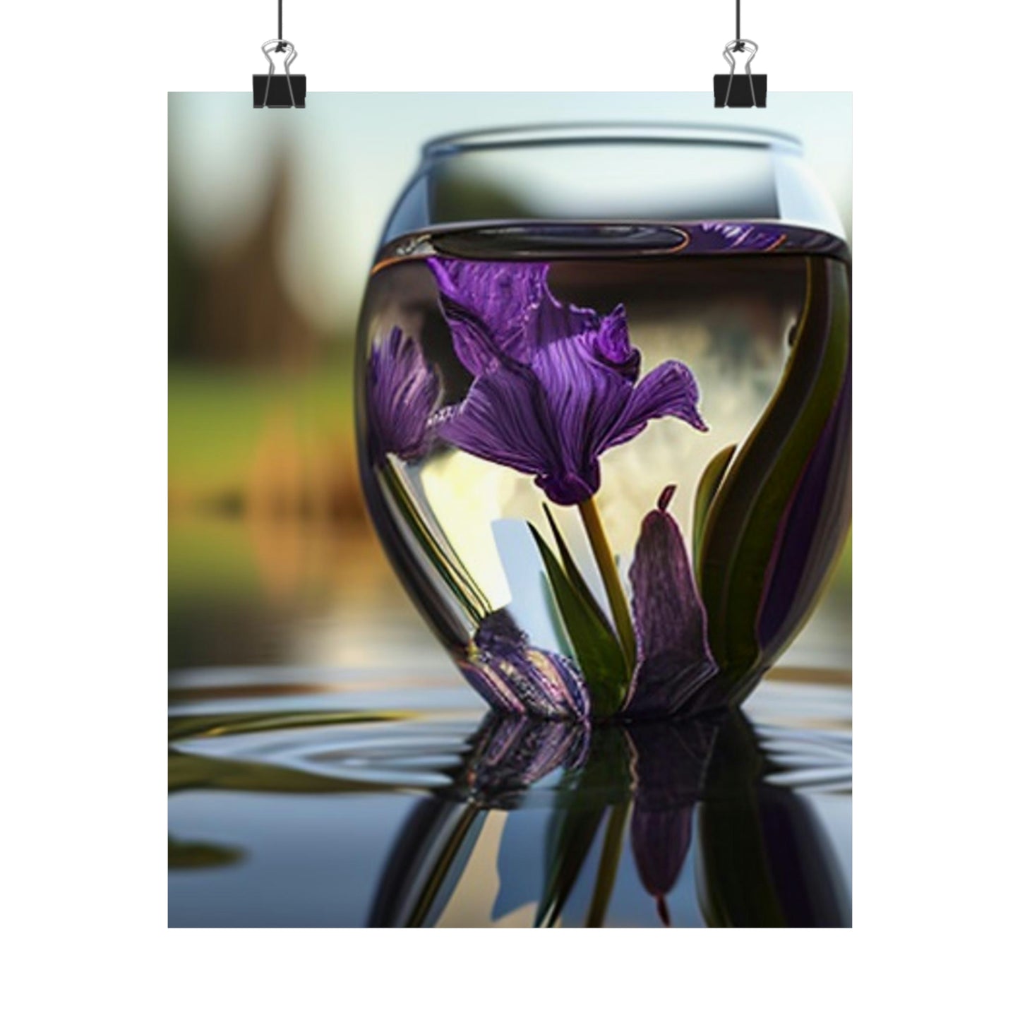 Premium Matte Vertical Posters Purple Iris in a vase 3