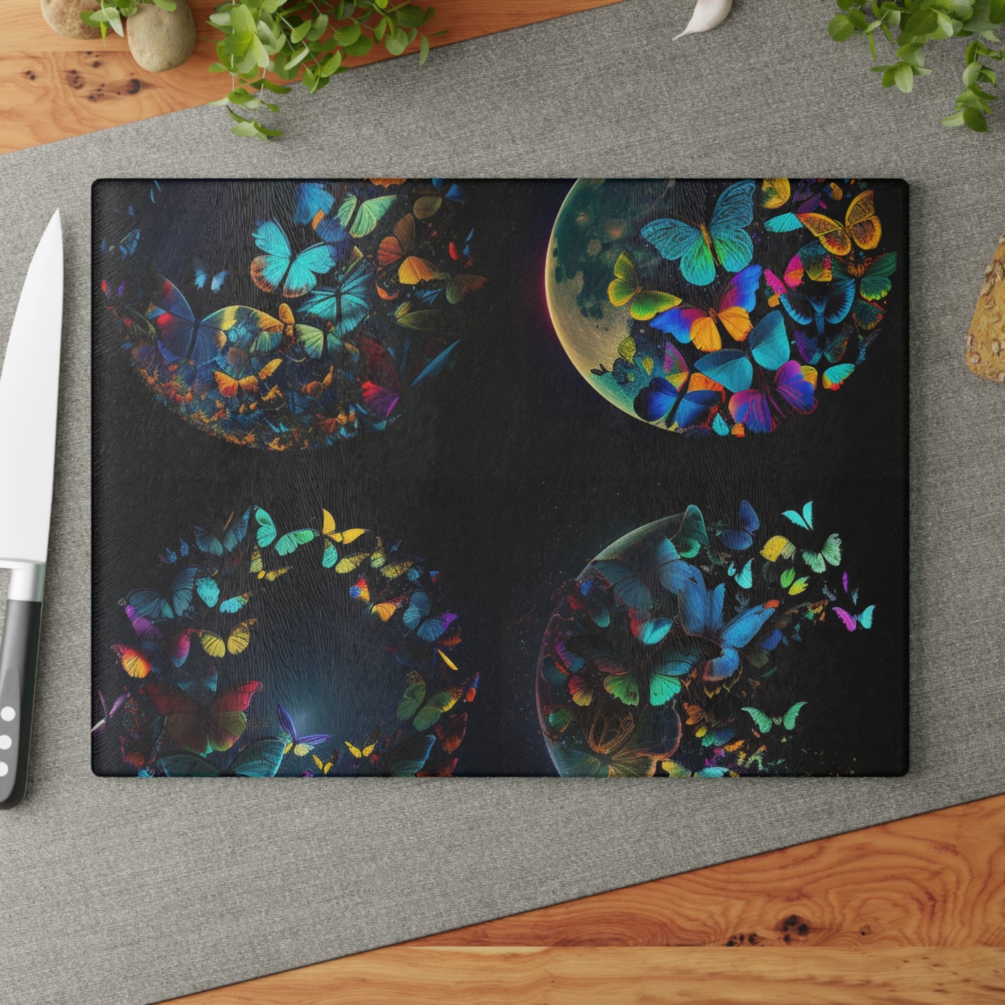 Glass Cutting Board Moon Butterfly 5