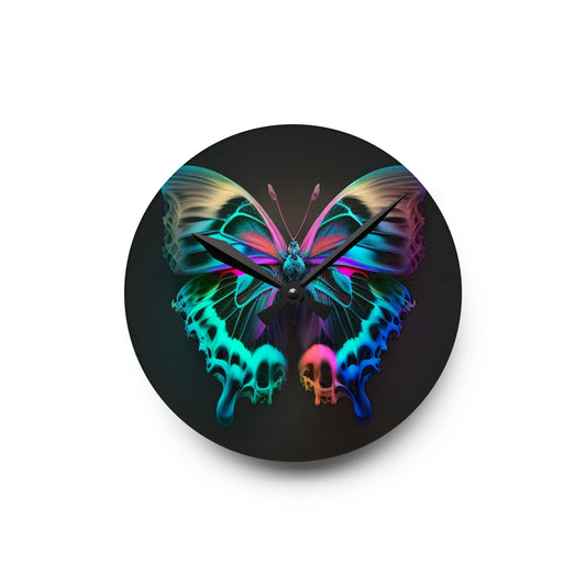 Acrylic Wall Clock Neon Butterfly Fusion 2