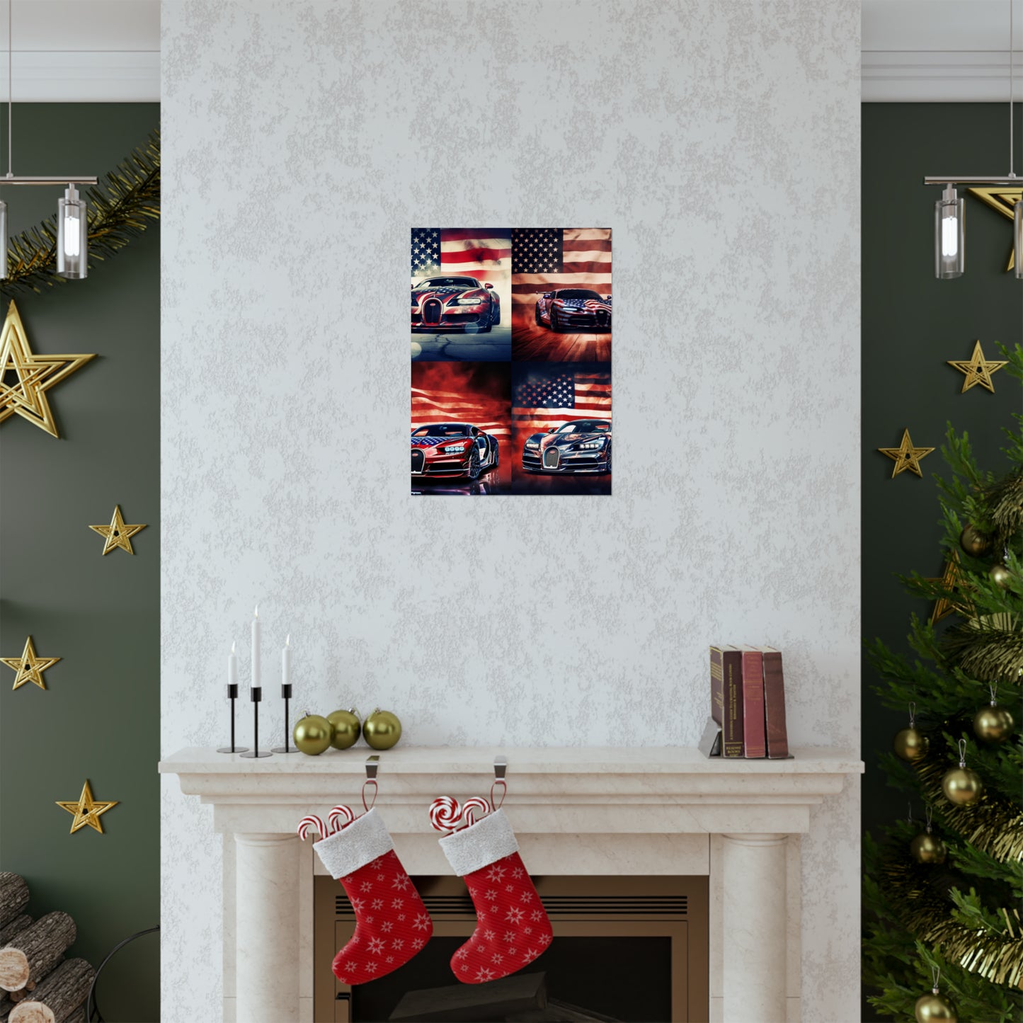 Premium Matte Vertical Posters Abstract American Flag Background Bugatti 5