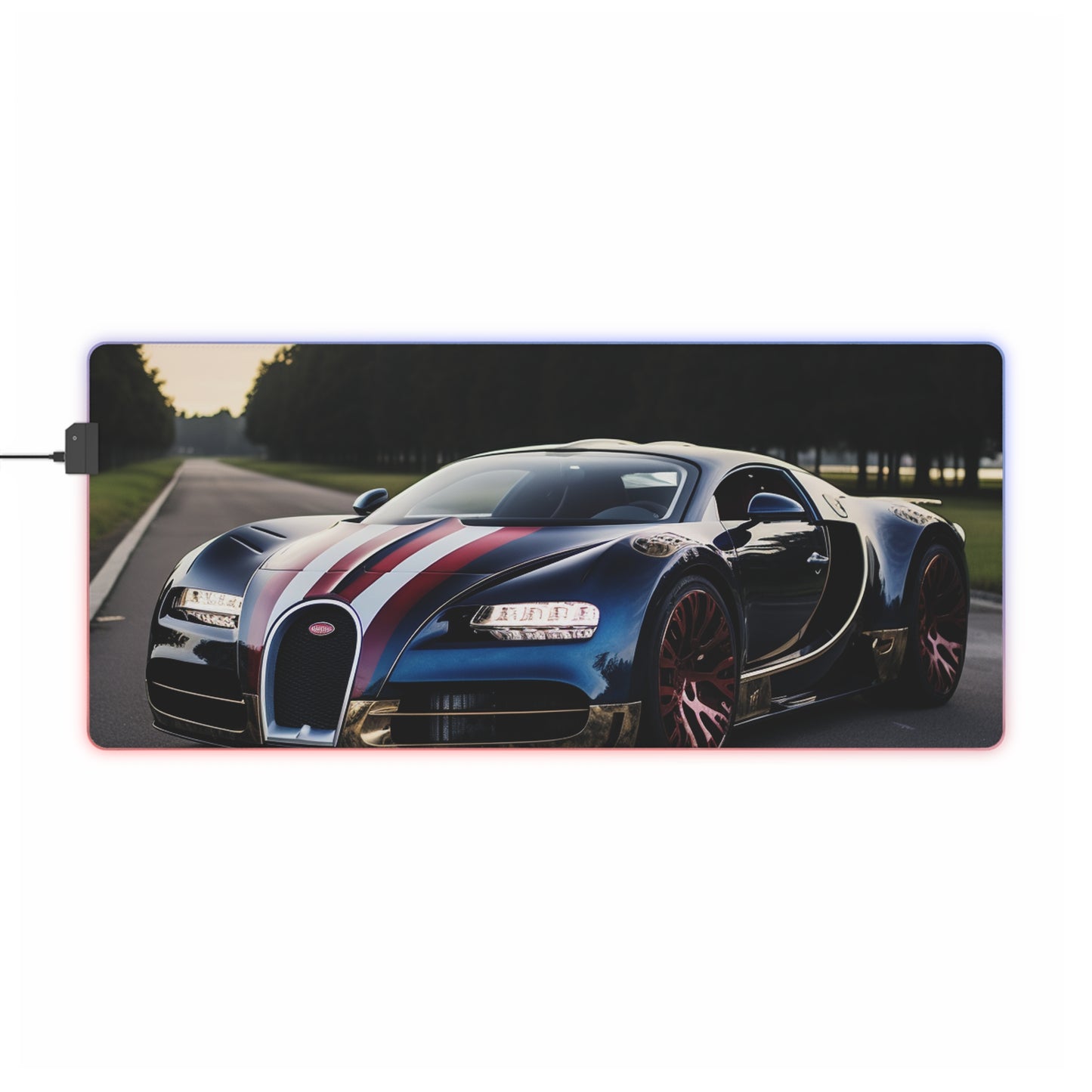 LED Gaming Mouse Pad Bugatti Flag American 1