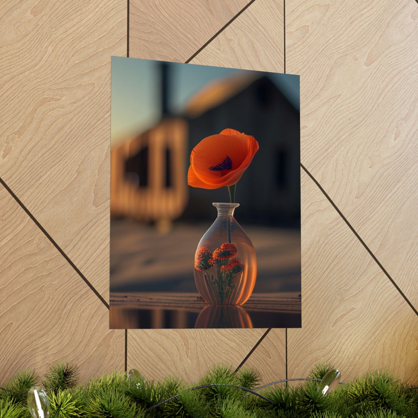 Premium Matte Vertical Posters Orange Poppy in a Vase 3