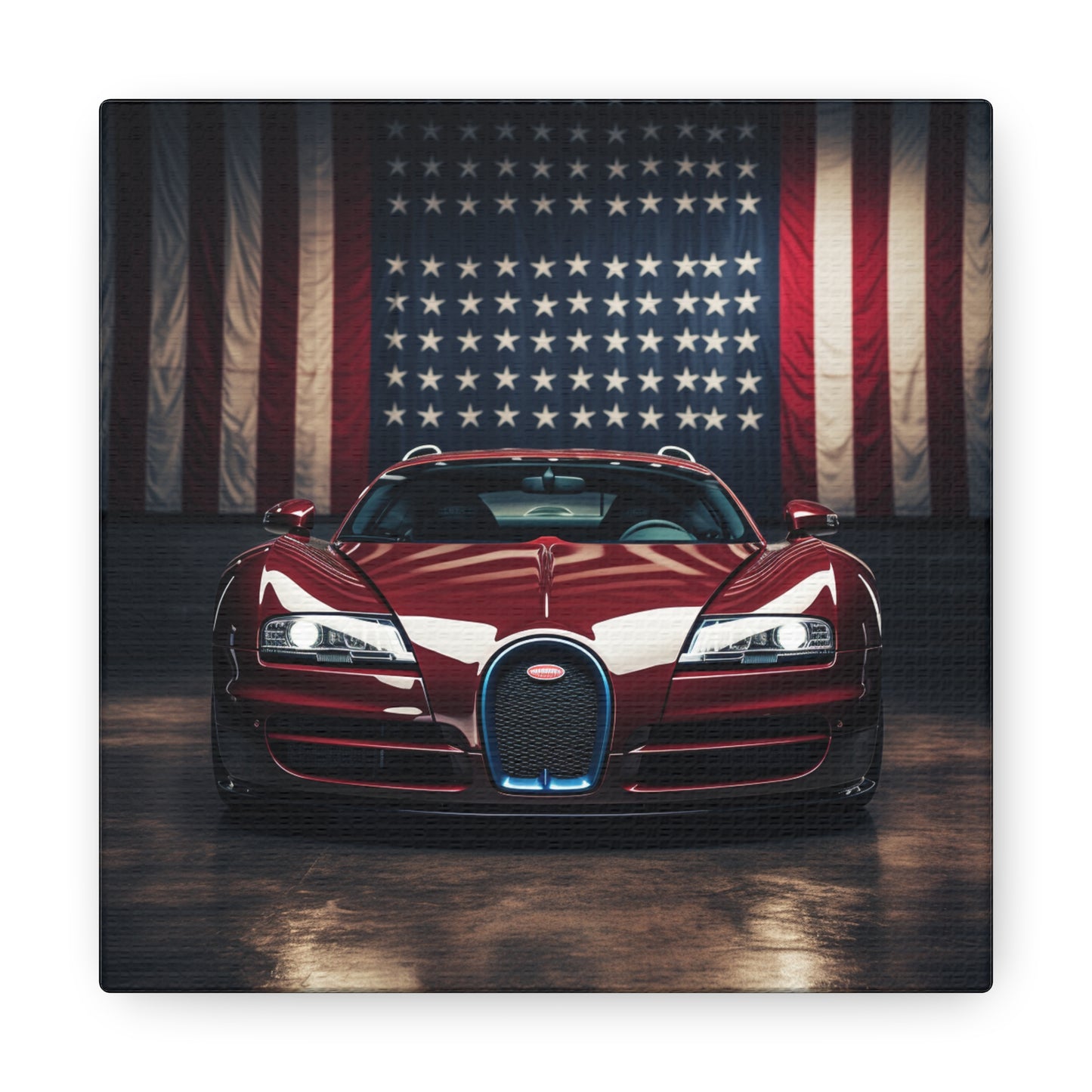 Canvas Gallery Wraps American Flag Background Bugatti 1