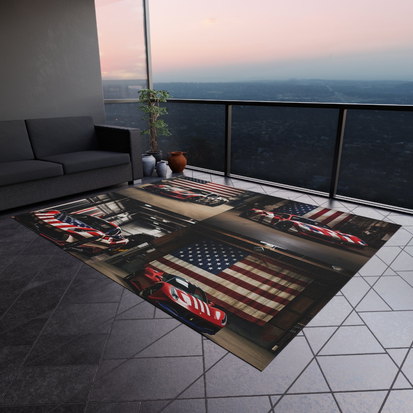 Outdoor Rug  American Flag Farrari 5