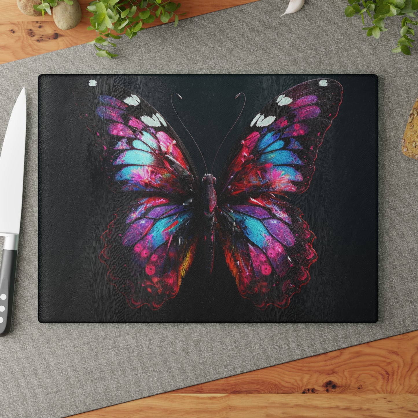 Glass Cutting Board Hyper Butterfly Real