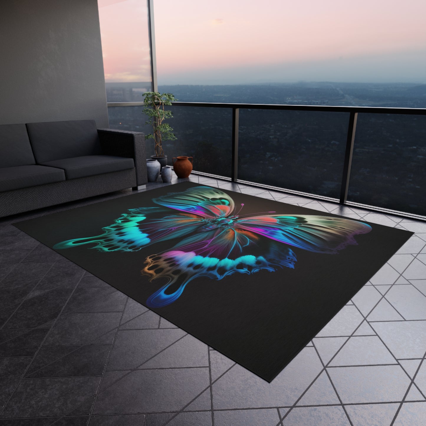 Outdoor Rug  Raw Hyper Color Butterfly 2