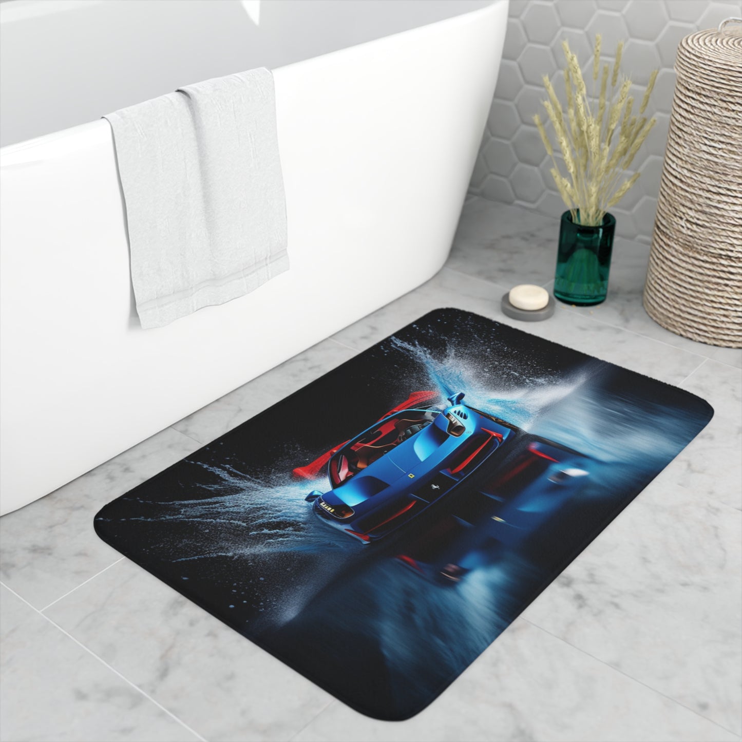 Memory Foam Bath Mat Ferrari Water Splash 1