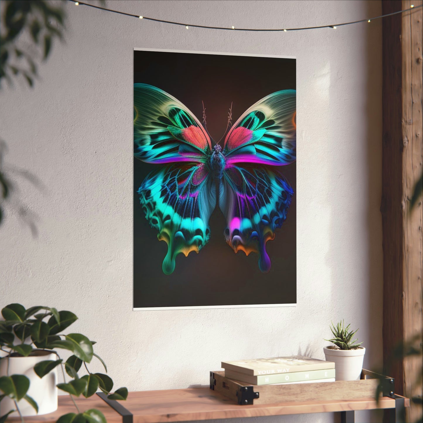 Premium Matte Vertical Posters Neon Butterfly Fusion 1