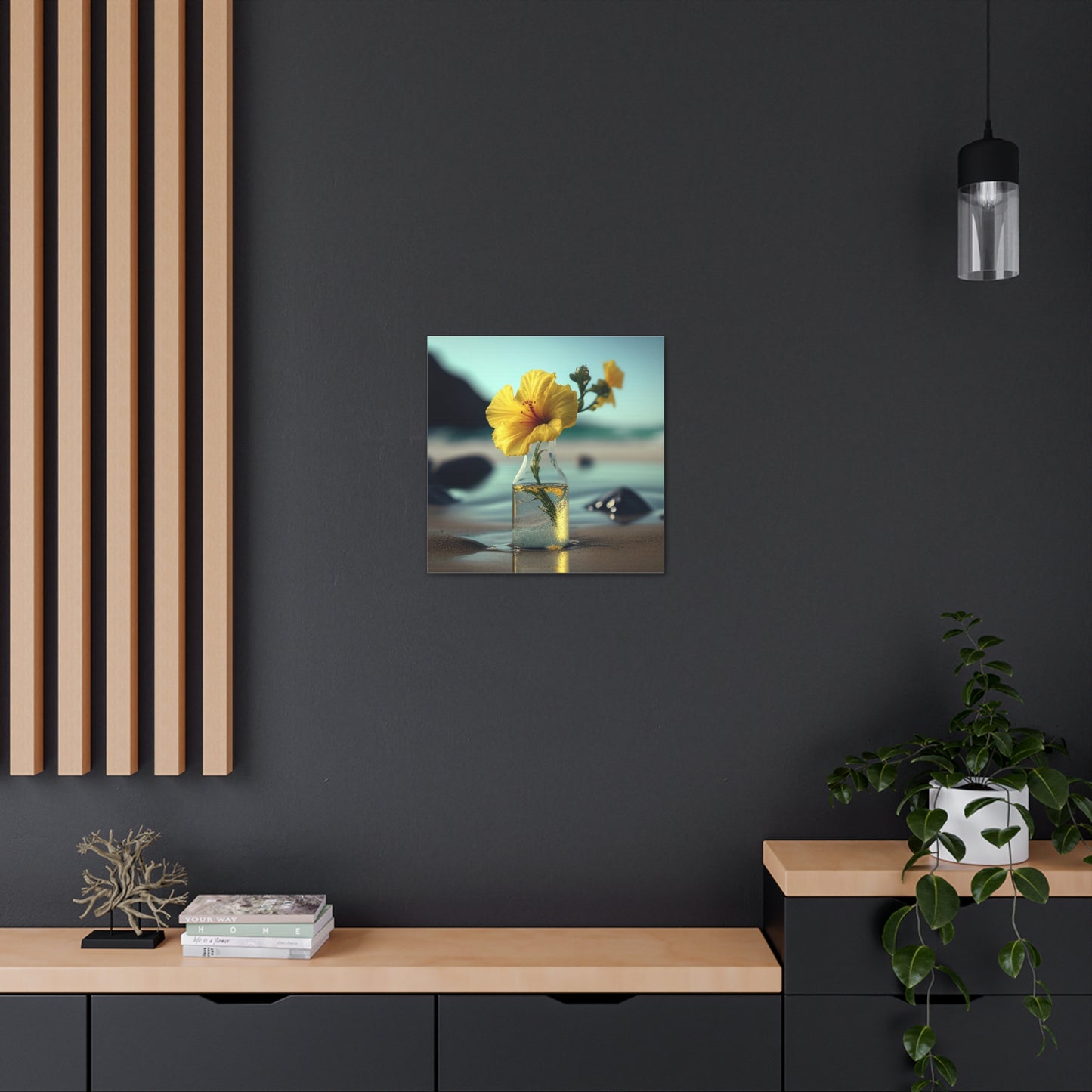 Canvas Gallery Wraps Yellow Hibiscus glass 3