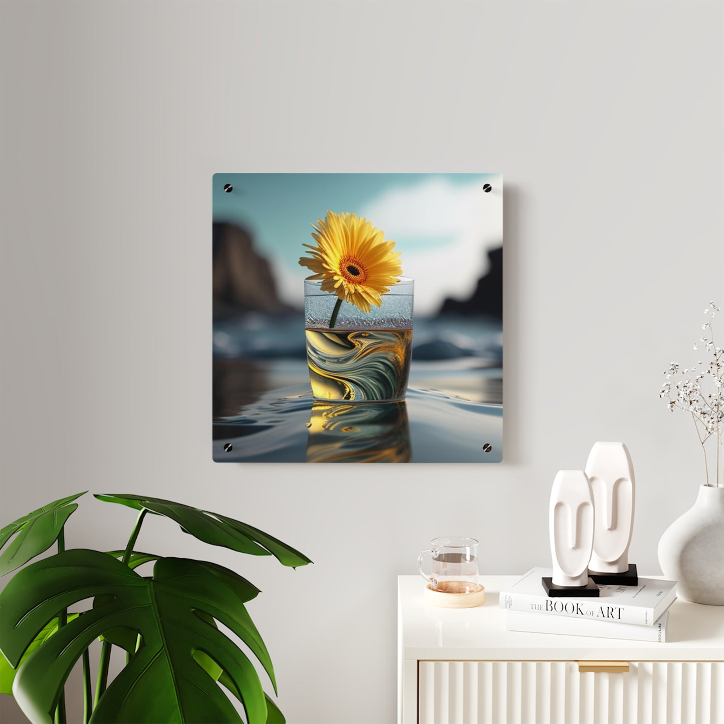 Acrylic Wall Art Panels yello Gerbera glass 2