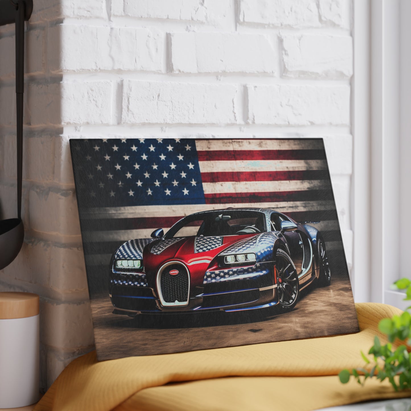 Glass Cutting Board Bugatti American Flag 1