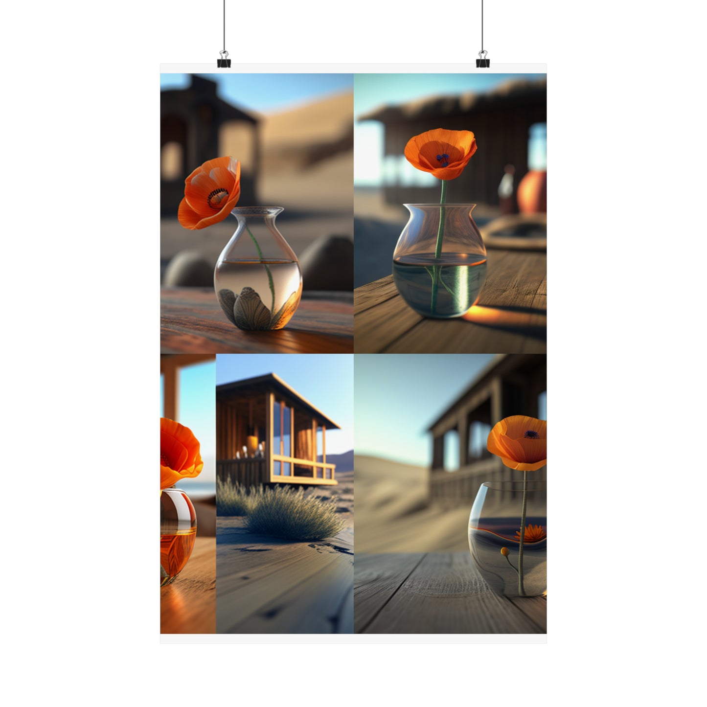 Premium Matte Vertical Posters Poppy in a Glass Vase 5