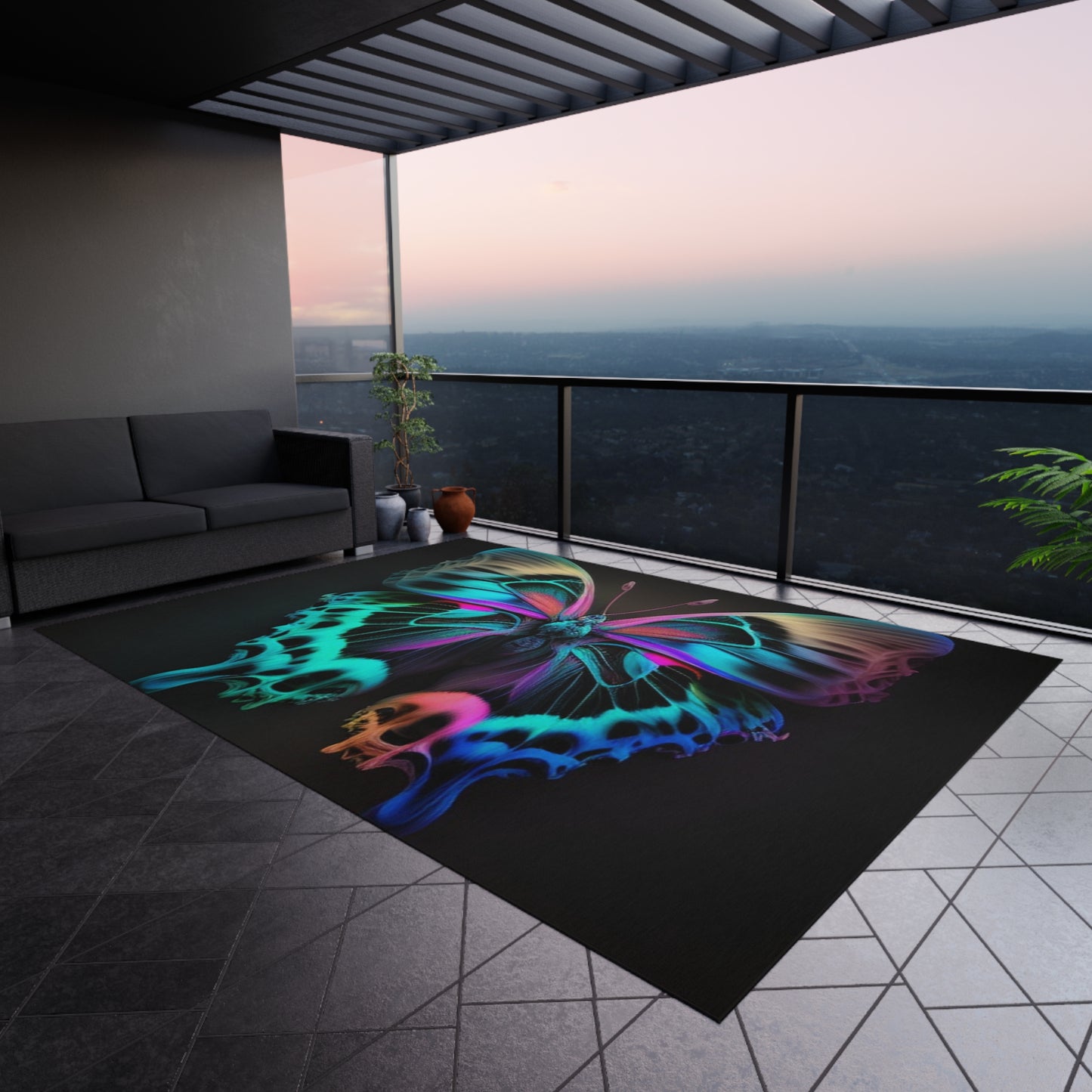 Outdoor Rug  Neon Butterfly Fusion 2