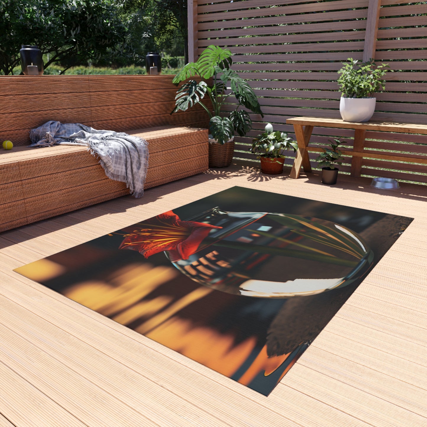 Outdoor Rug  Red Lily in a Glass vase 2