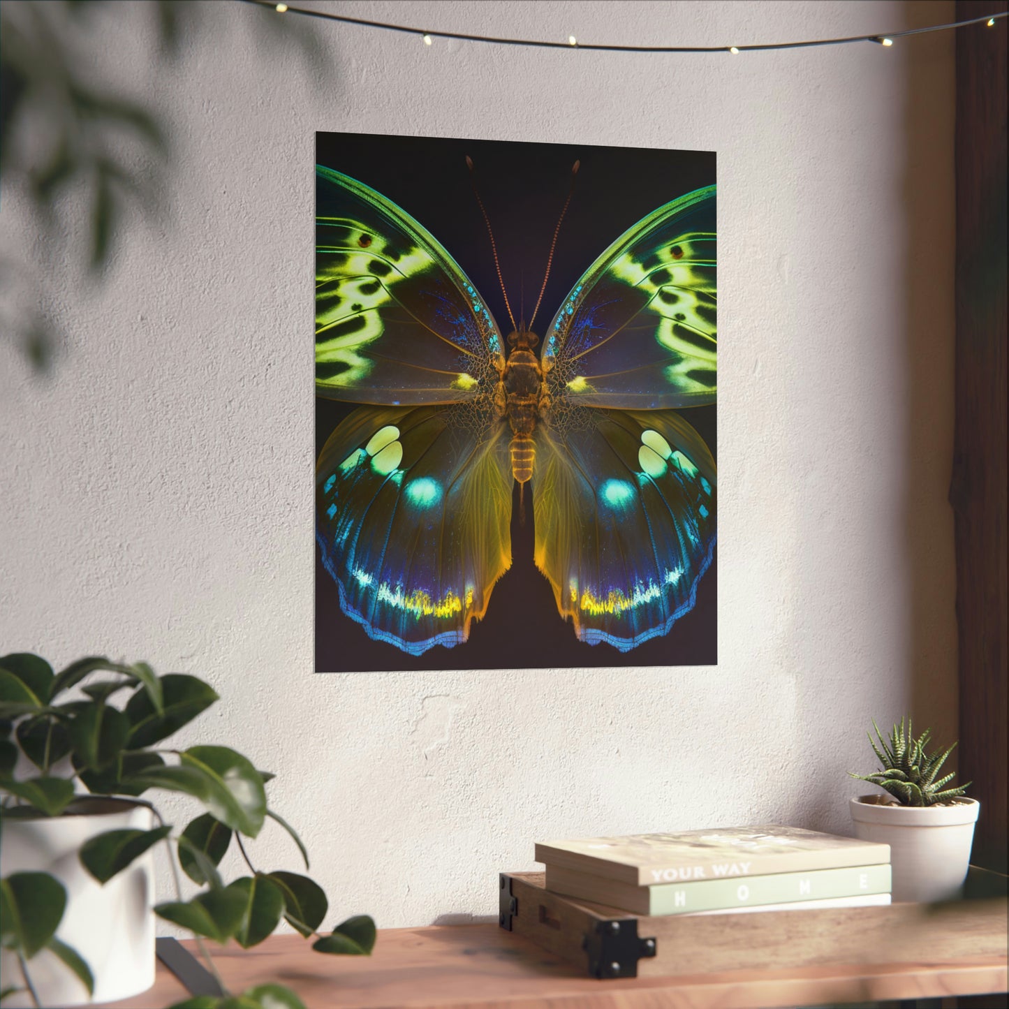 Premium Matte Vertical Posters Neon Hue Butterfly 1