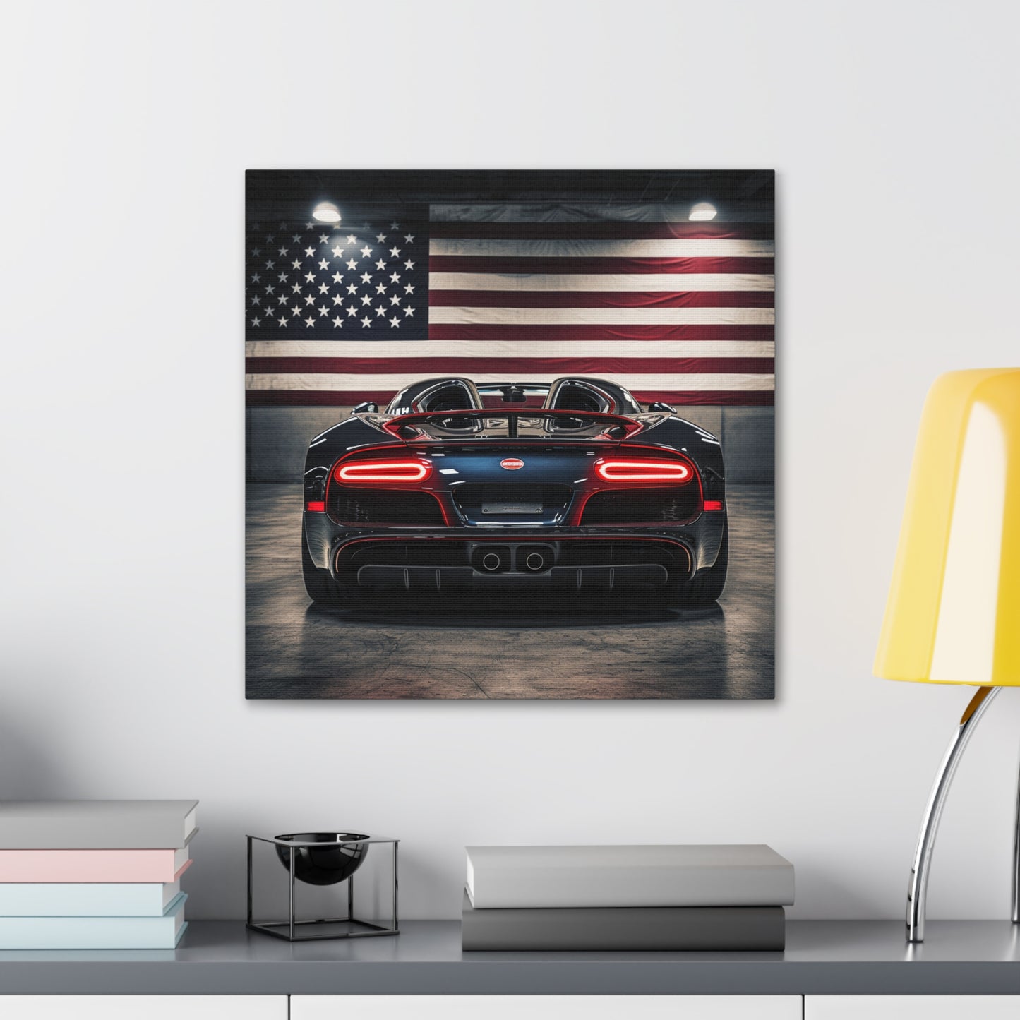 Canvas Gallery Wraps American Flag Background Bugatti 4