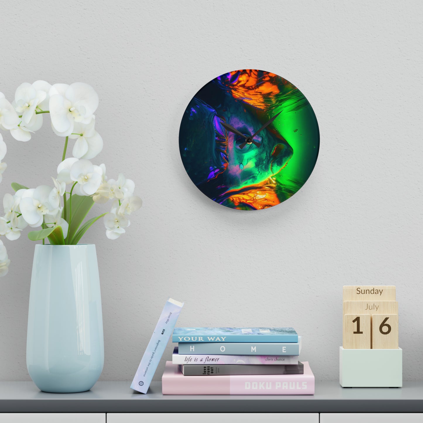 Acrylic Wall Clock Florescent Glow 1