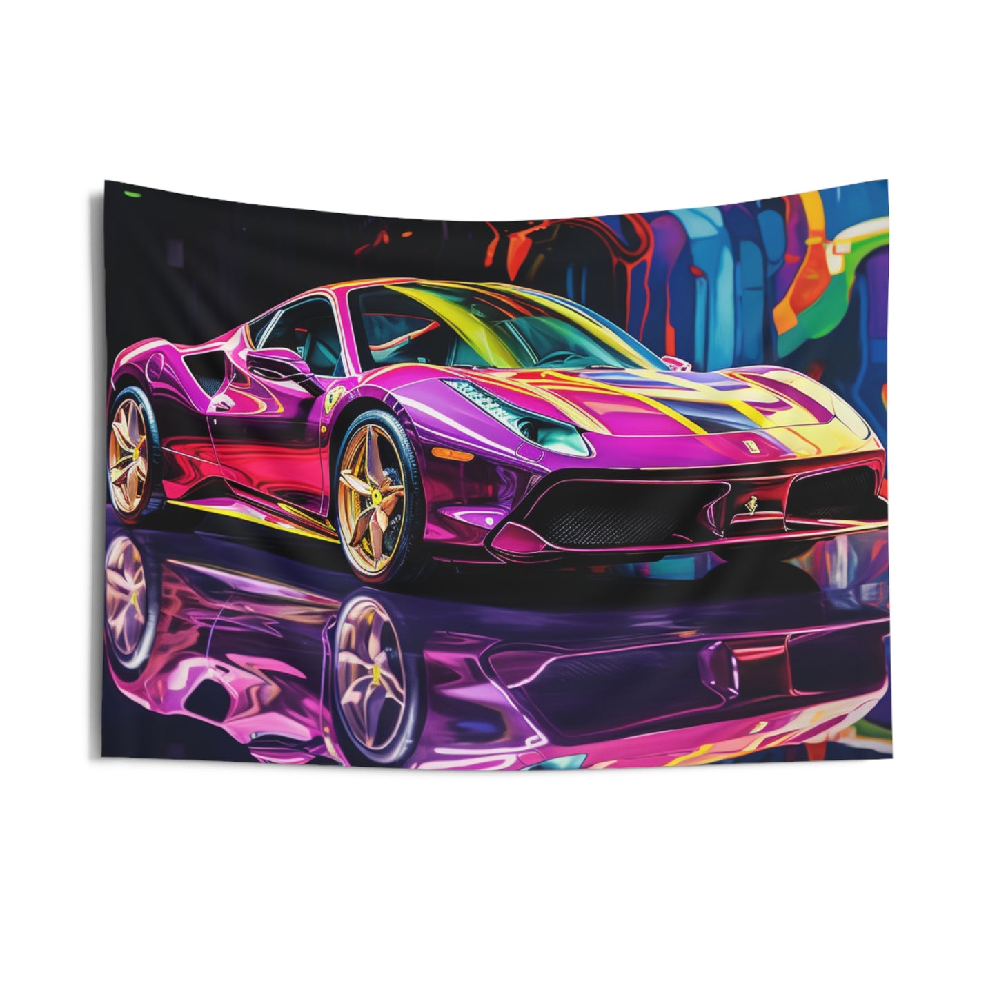 Indoor Wall Tapestries Pink Macro Ferrari 2