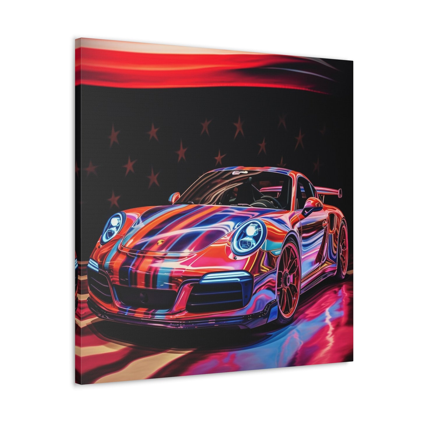 Canvas Gallery Wraps American Flag Colored Porsche 2