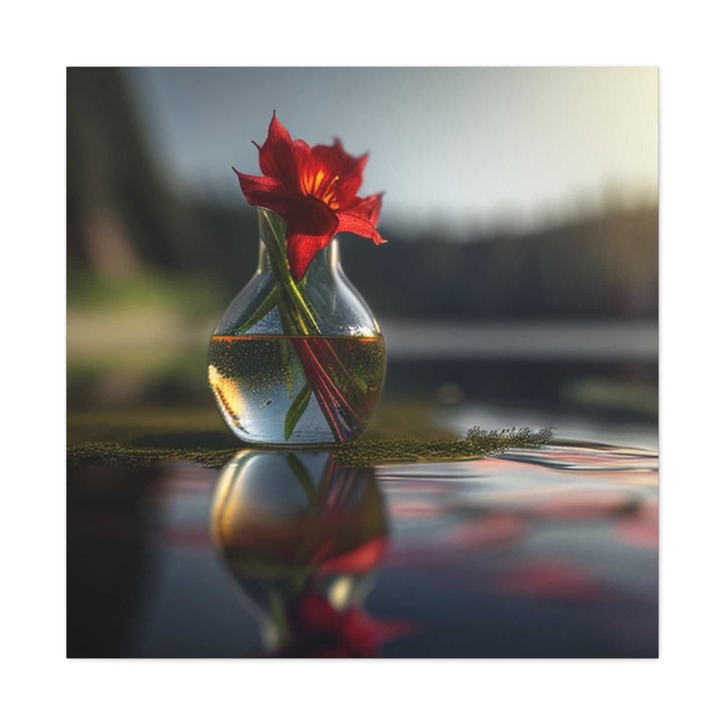 Canvas Gallery Wraps Red Lily in a Glass vase 3