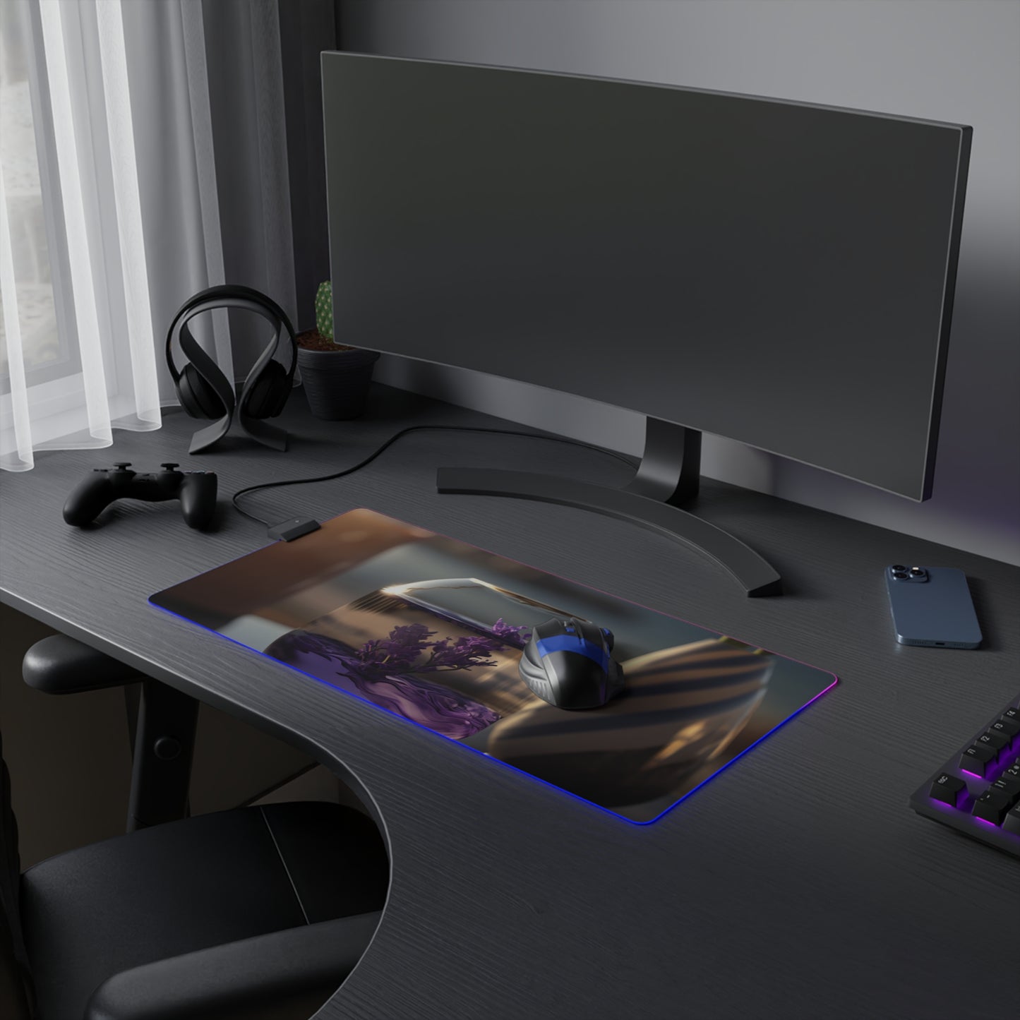 LED Gaming Mouse Pad Lavender in a vase 1