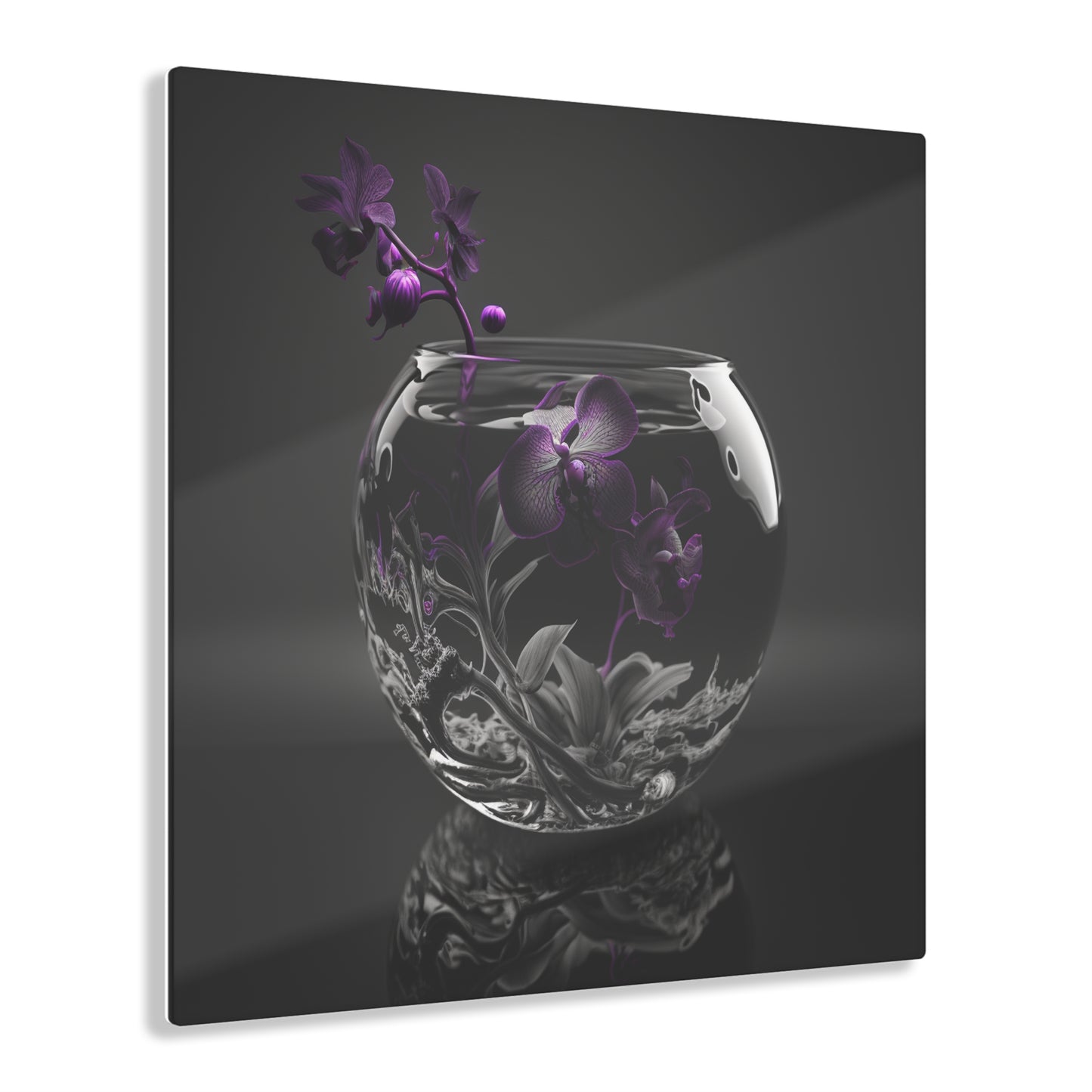 Acrylic Prints Purple Orchid Glass vase 3