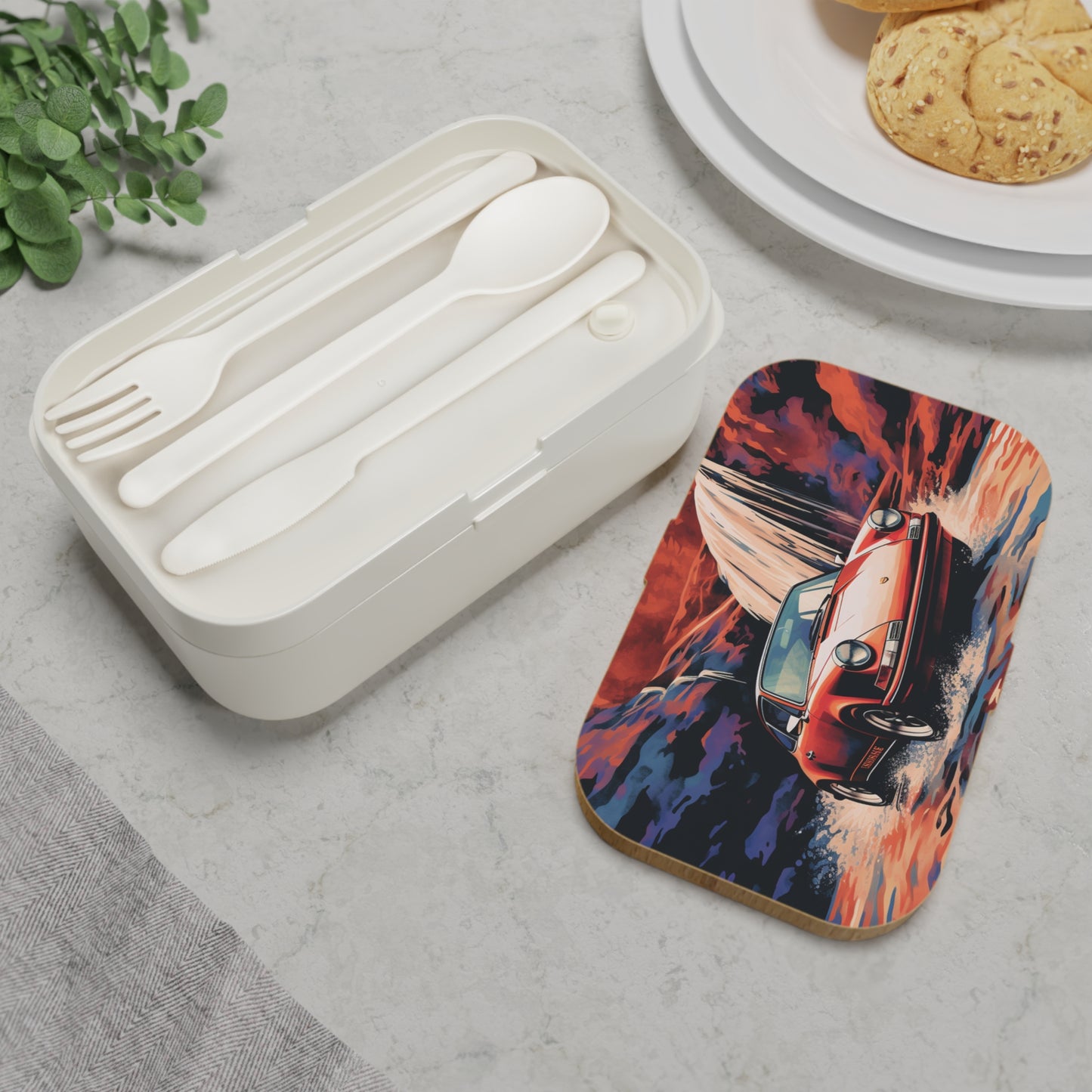 Bento Lunch Box American Flag Porsche Abstract 4